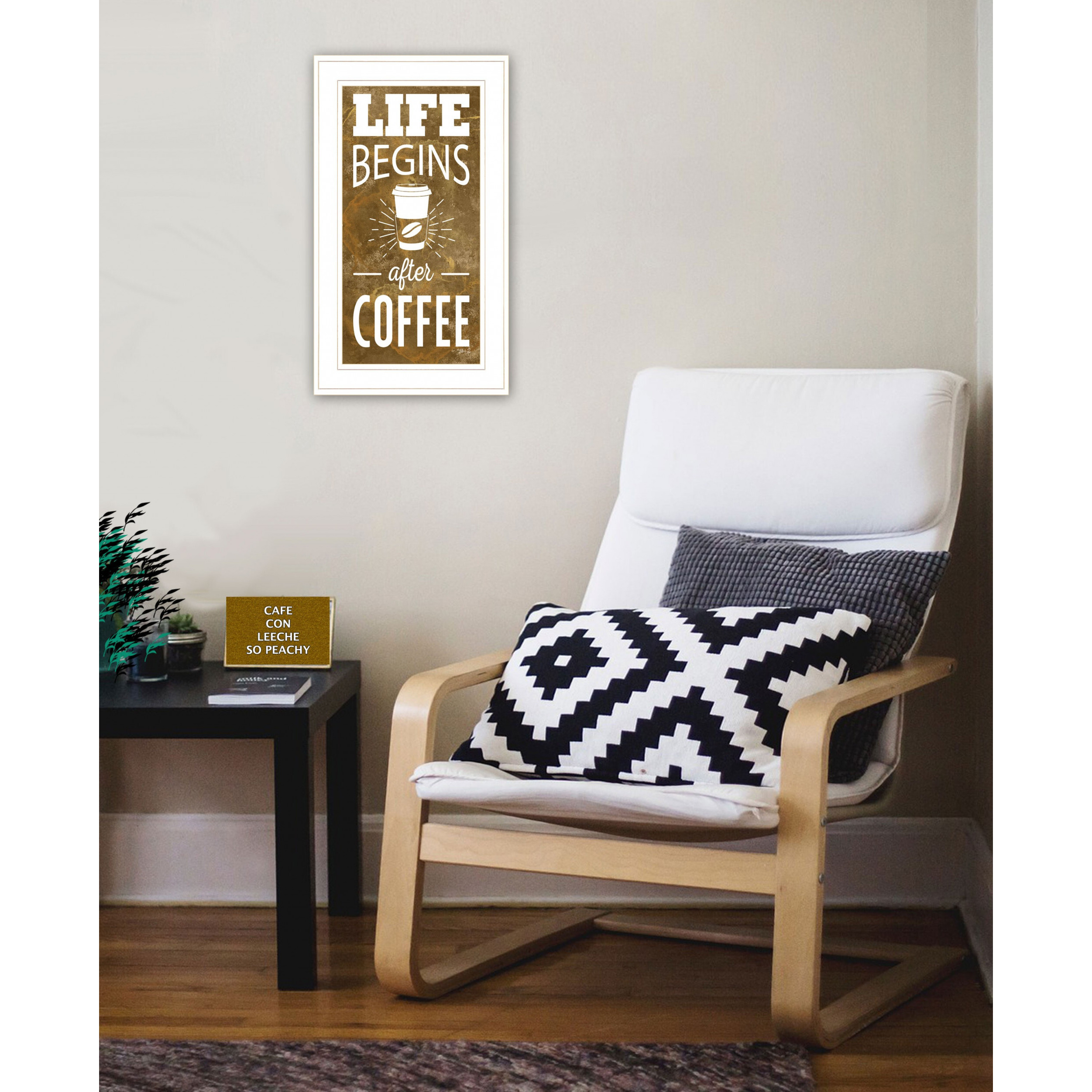Life Begins After Coffee 2 White Framed Print Wall Art
