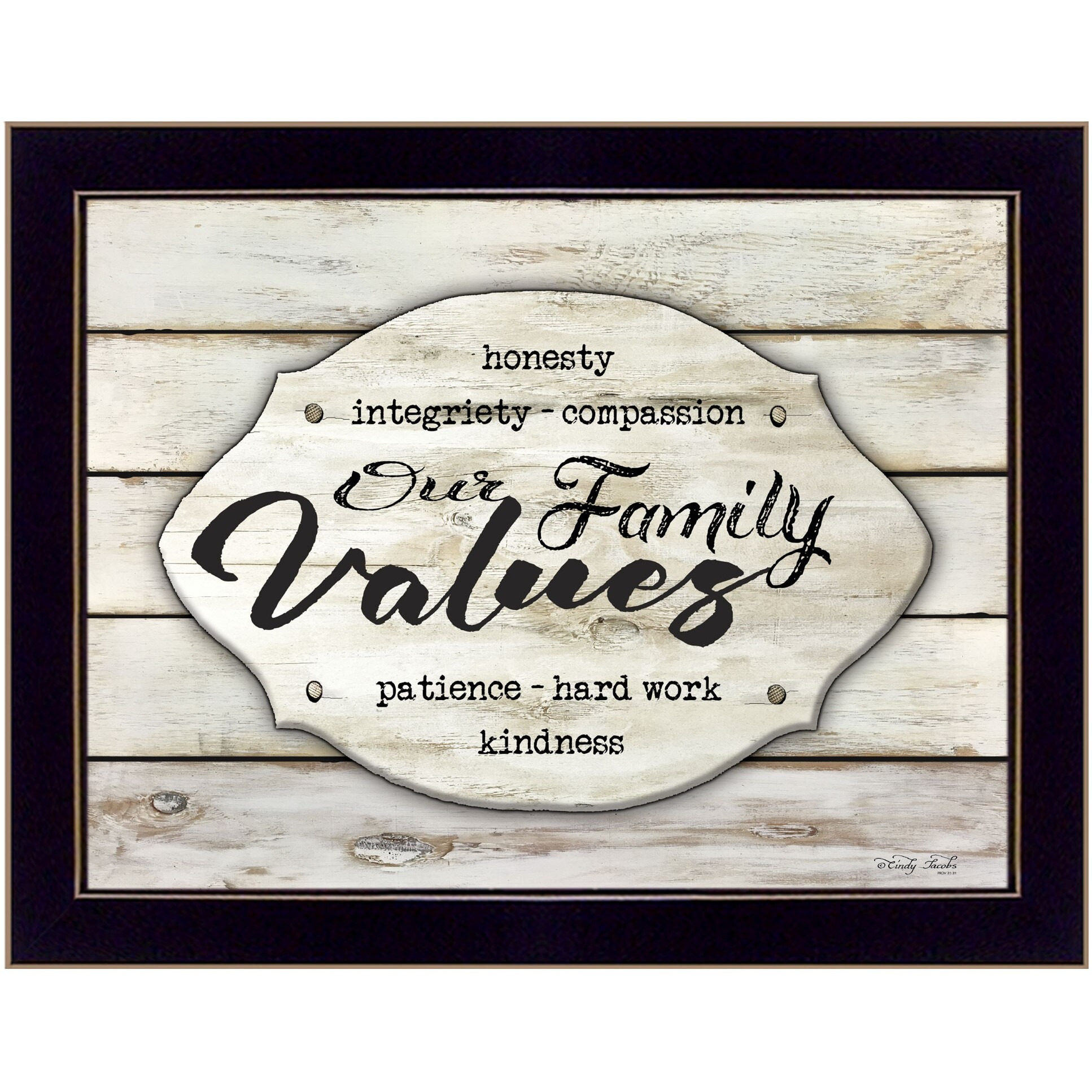 Our Family Values 1 Black Framed Print Wall Art