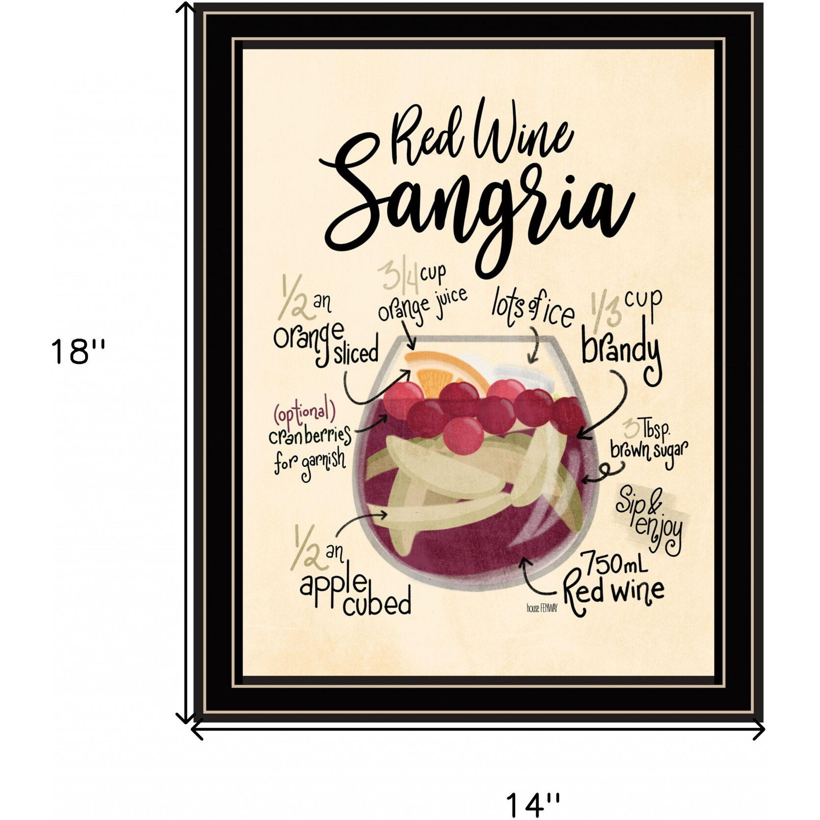 Red Wine Sangria Black Framed Print Wall Art