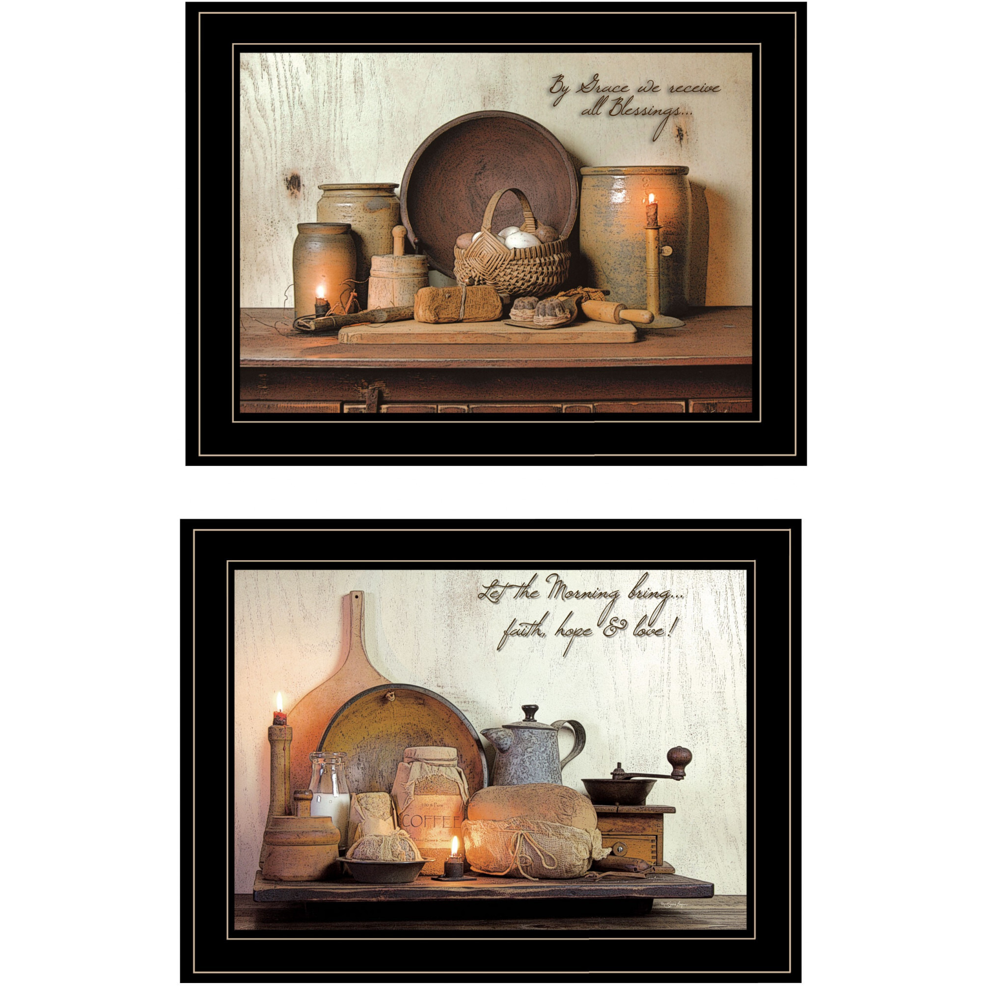 Set Of Two By Grace 2 Black Framed Print Kitchen Wall Art