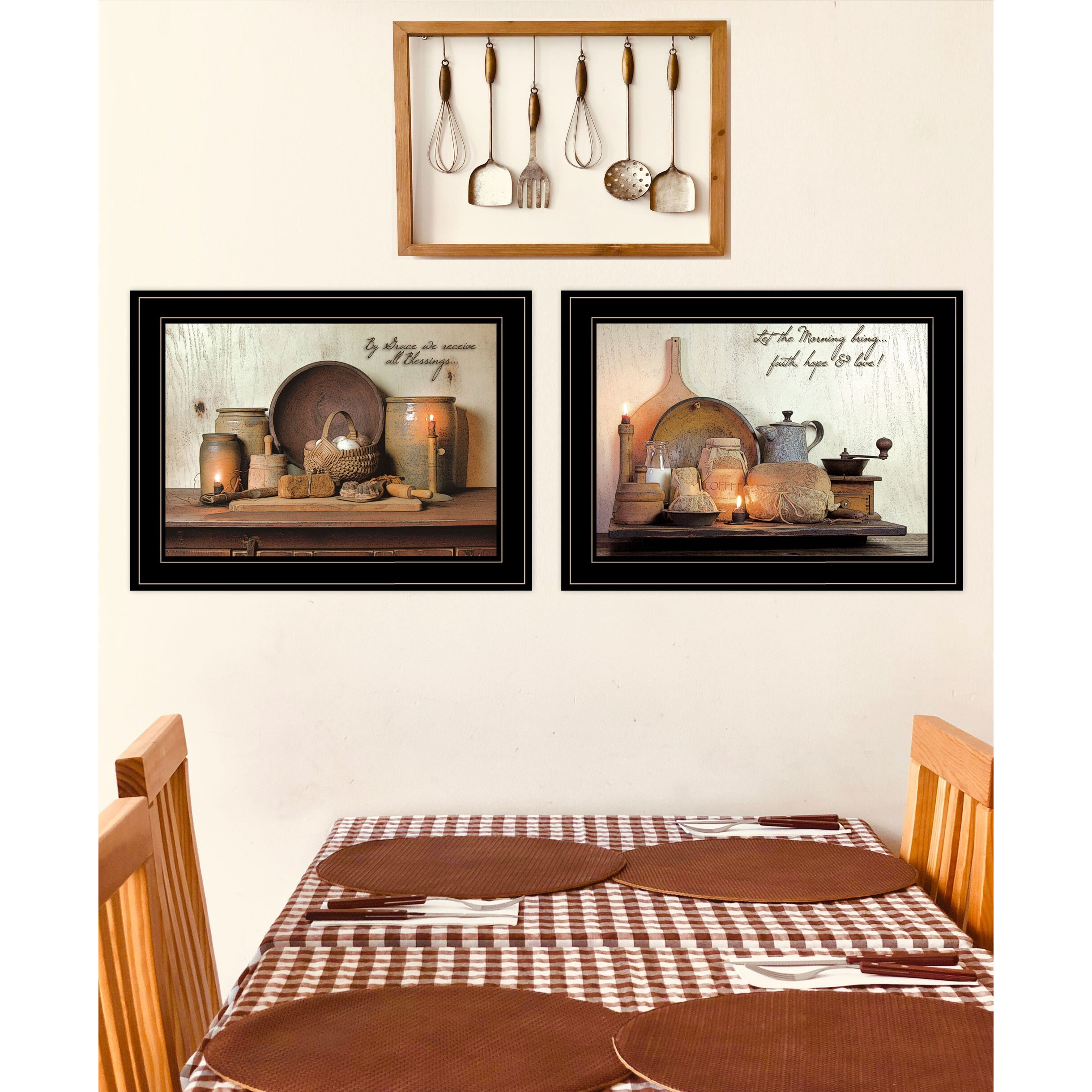 Set Of Two By Grace 2 Black Framed Print Kitchen Wall Art