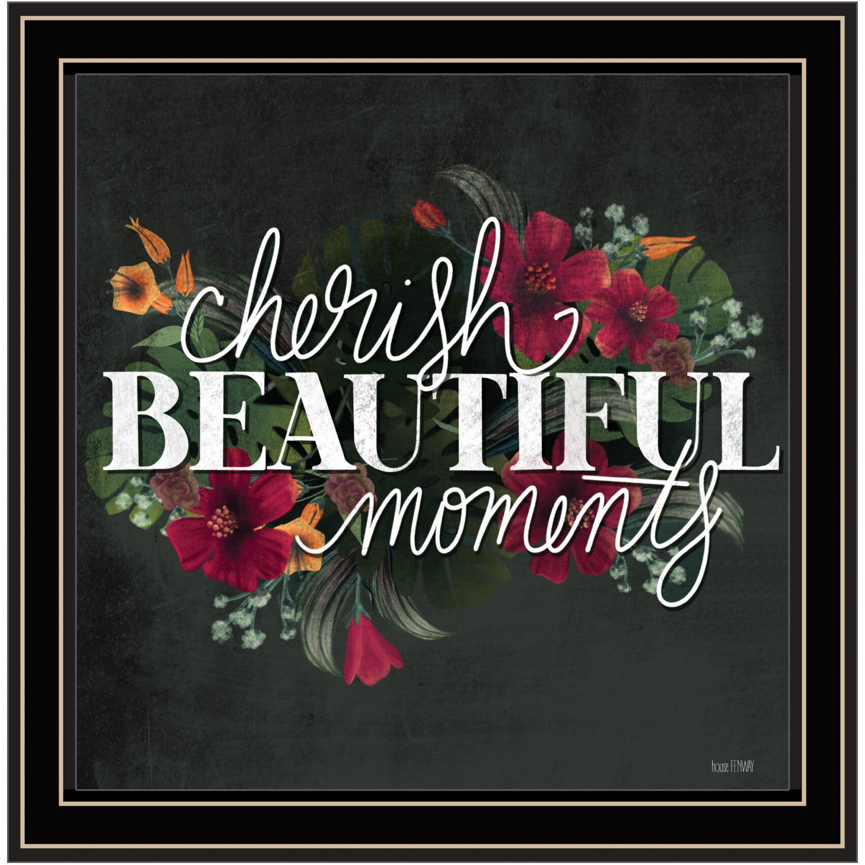 Cherish Beautiful Moments Black Framed Print Wall Art