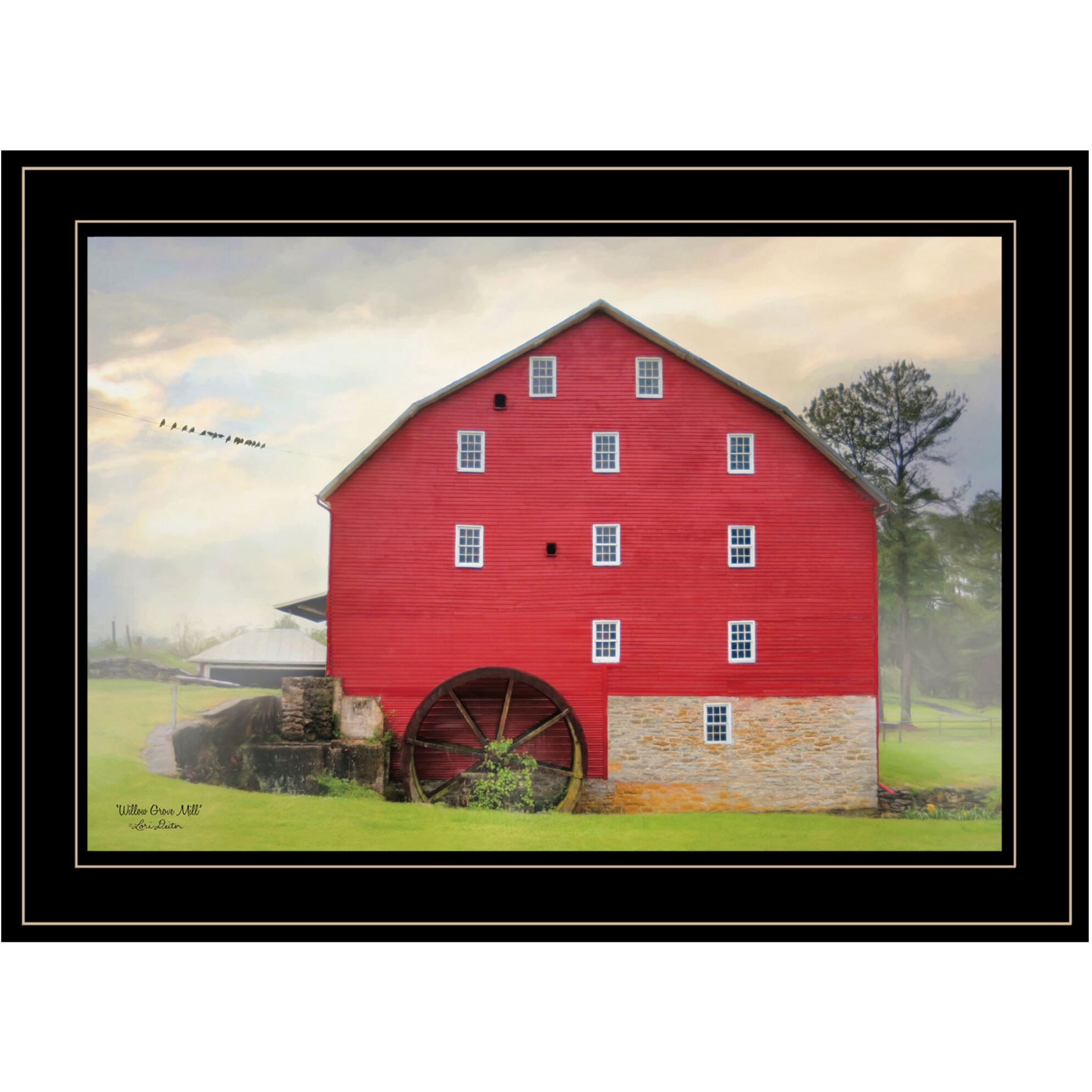Willow Grove Mill 3 Black Framed Print Wall Art