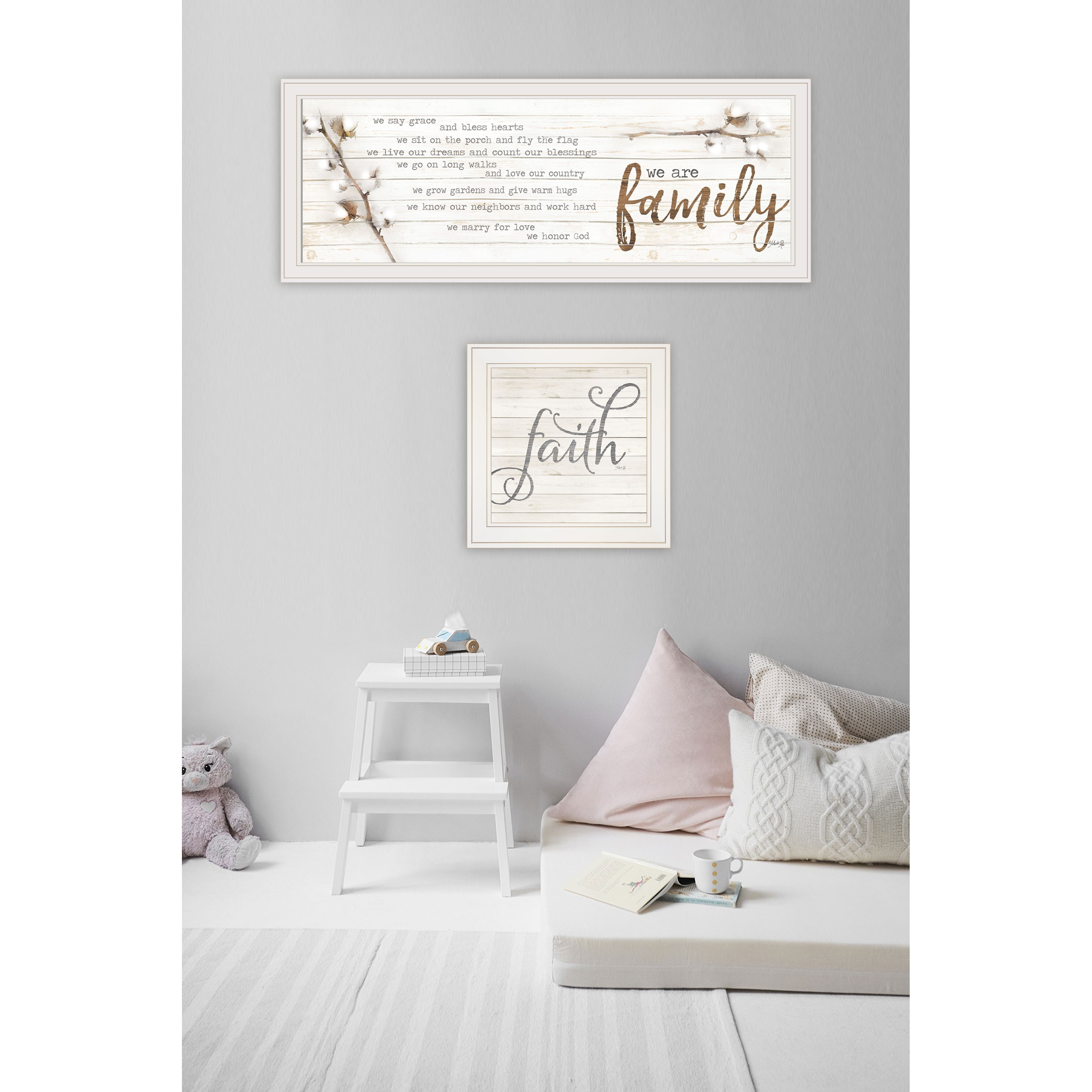 Set Of Two We Are Family 2 White Framed Print Wall Art