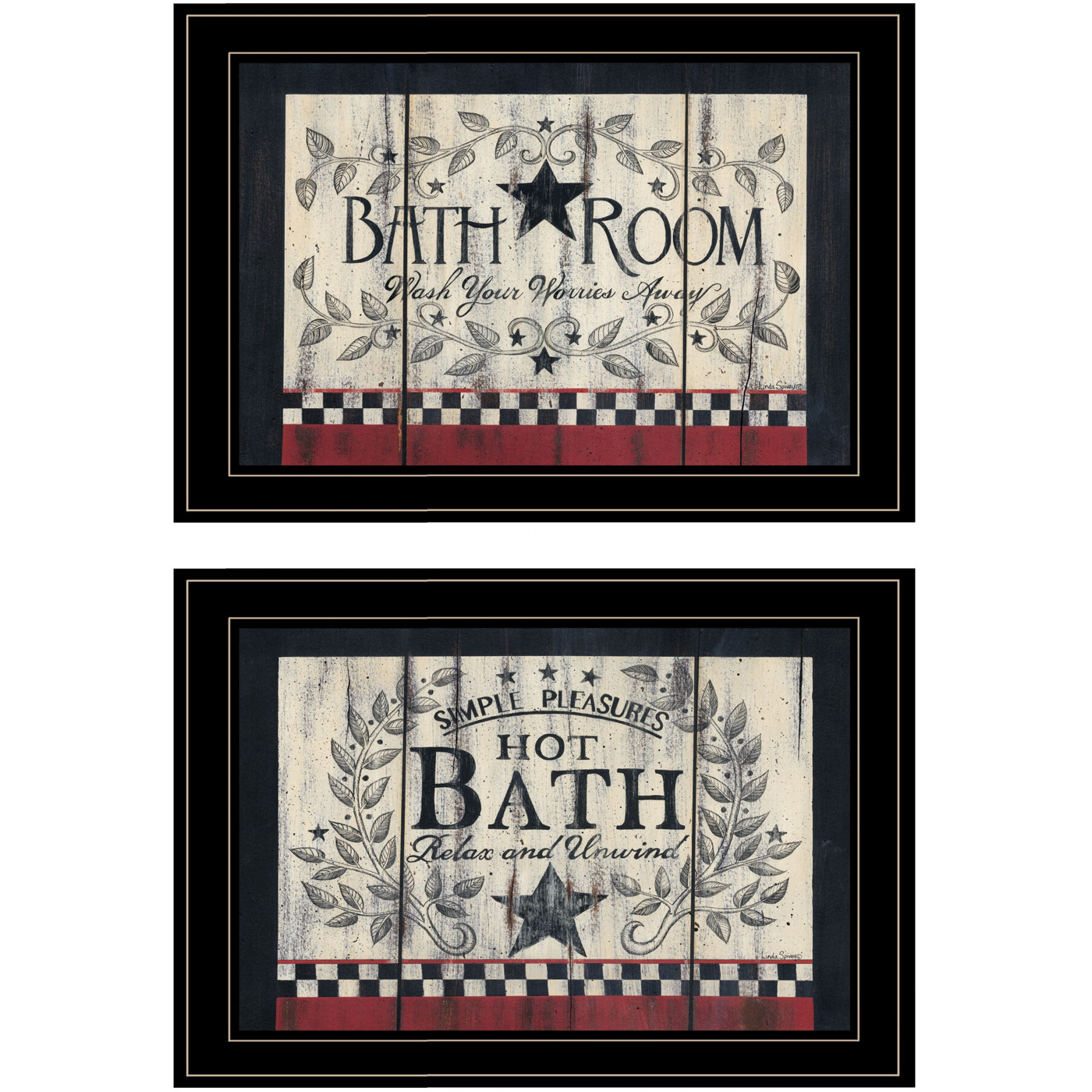Set Of Two Hot Bath 8 Black Framed Print Wall Art