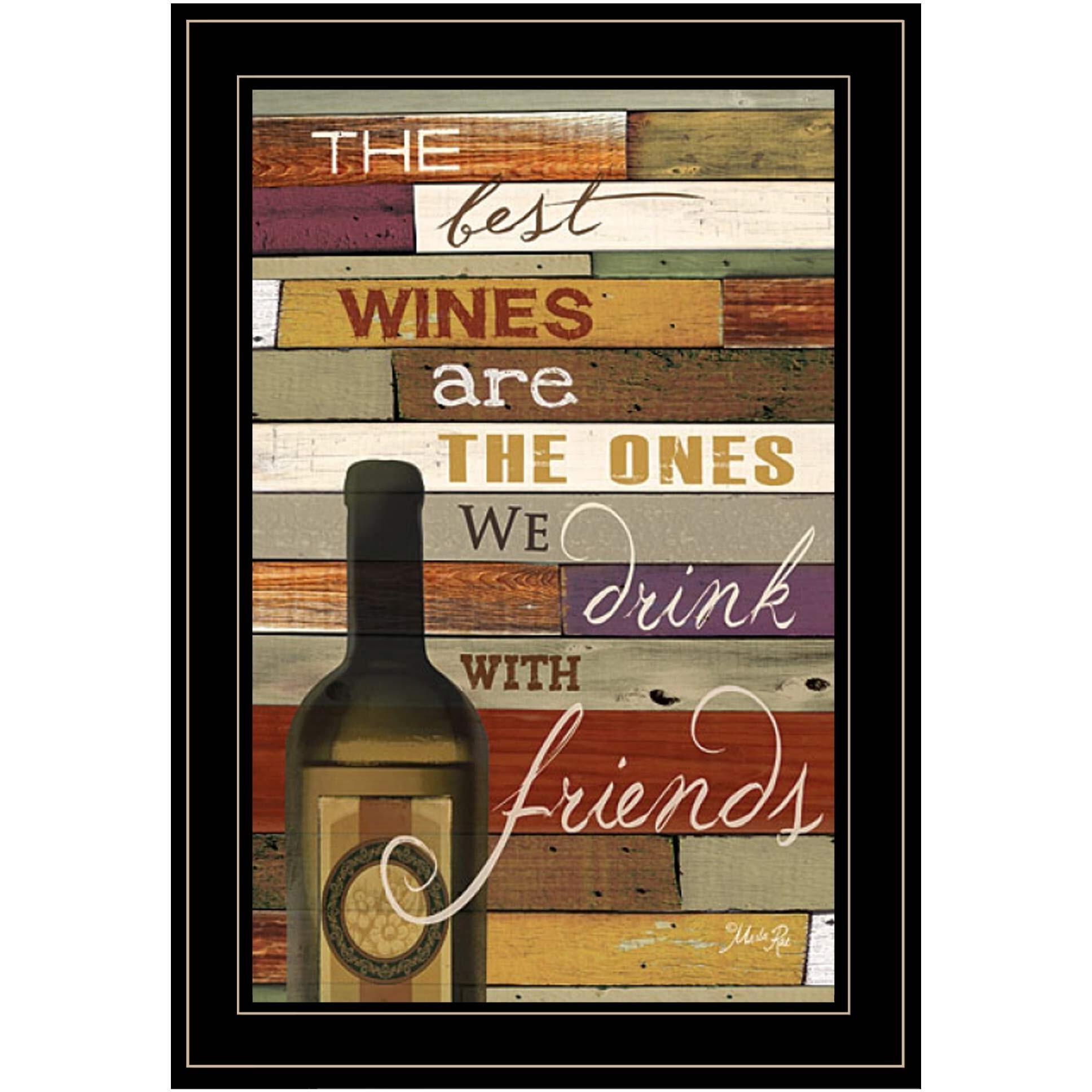 Wine With Friends Black Framed Print Wall Art