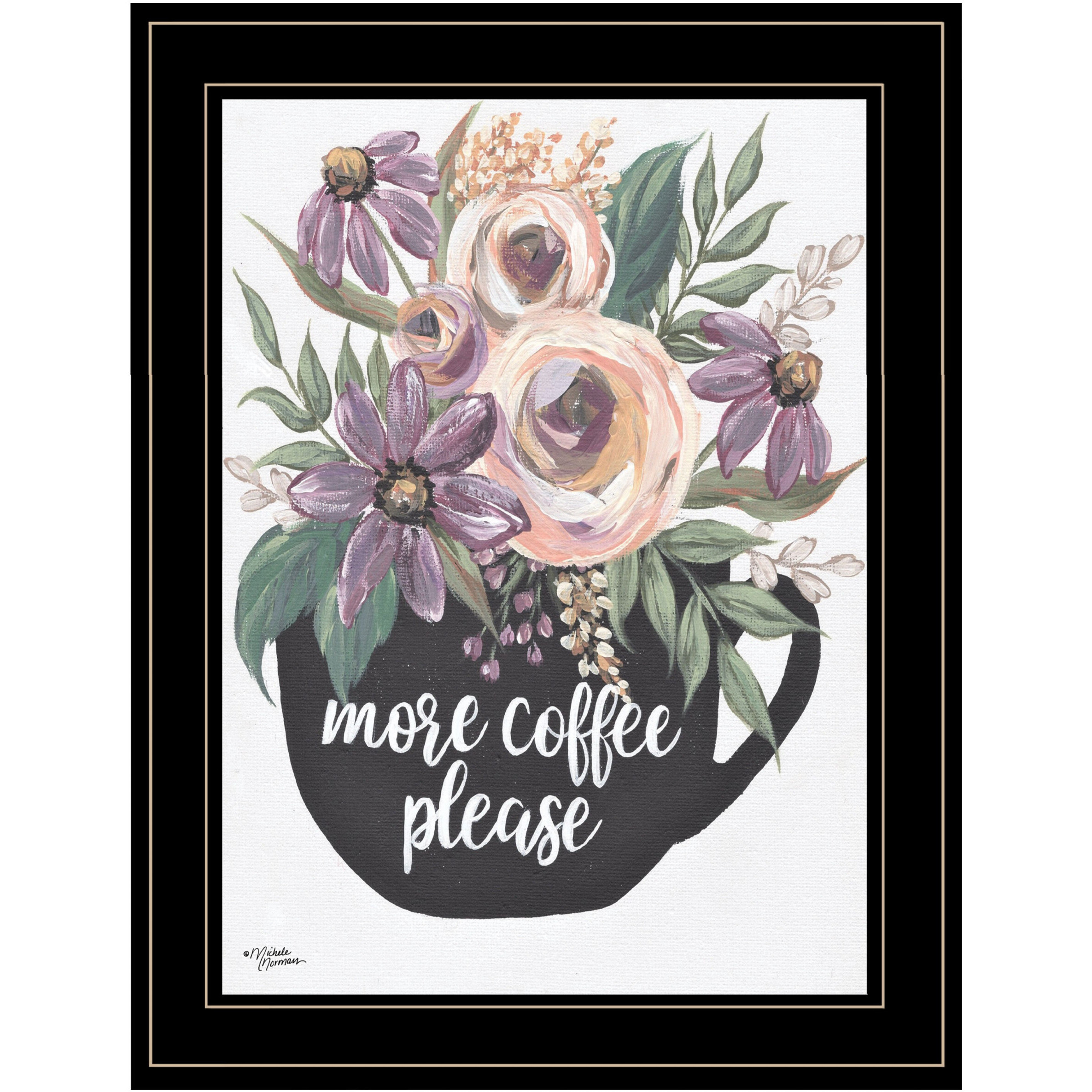 More Coffee Please 2 Black Framed Print Wall Art