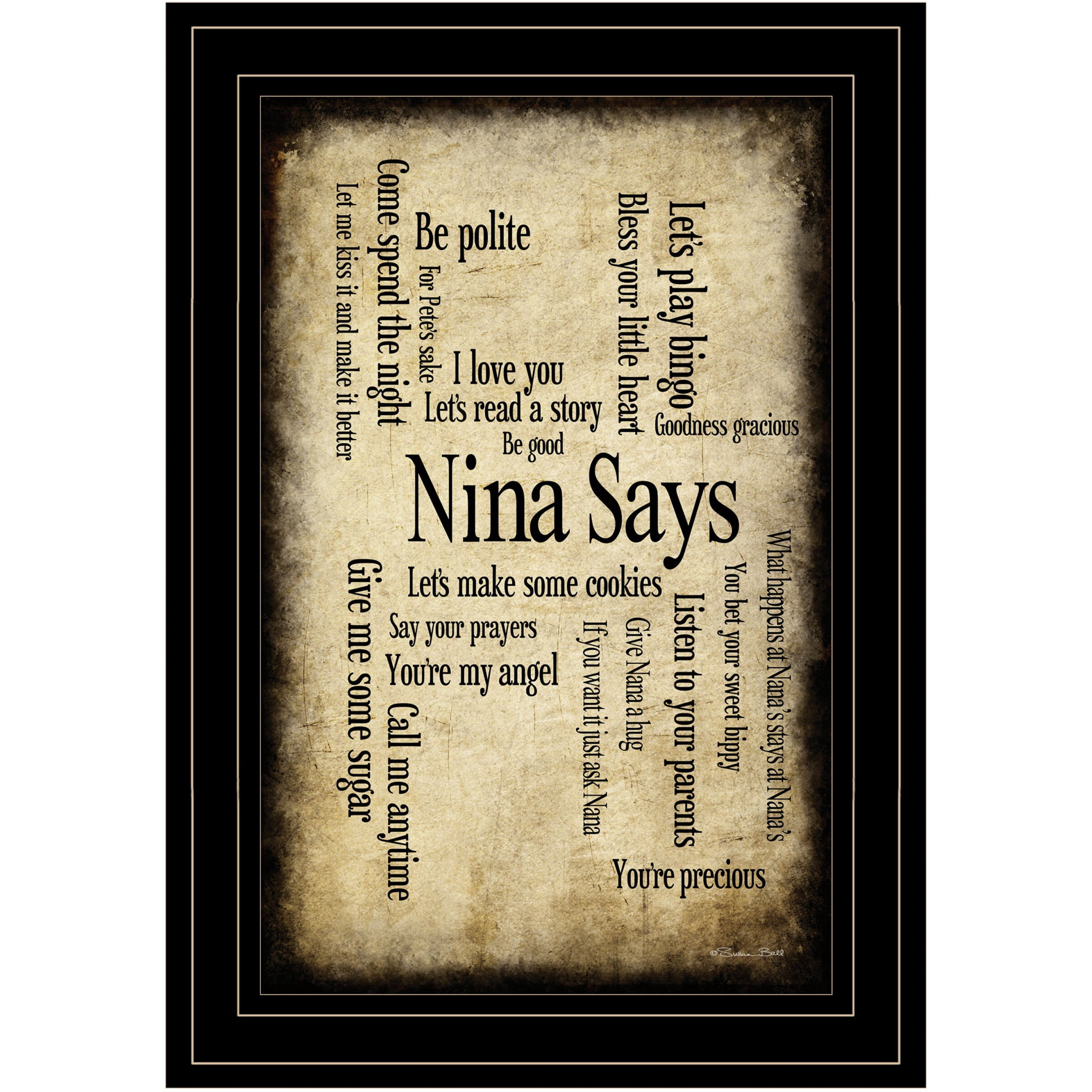 Nina Says 3 Black Framed Print Wall Art