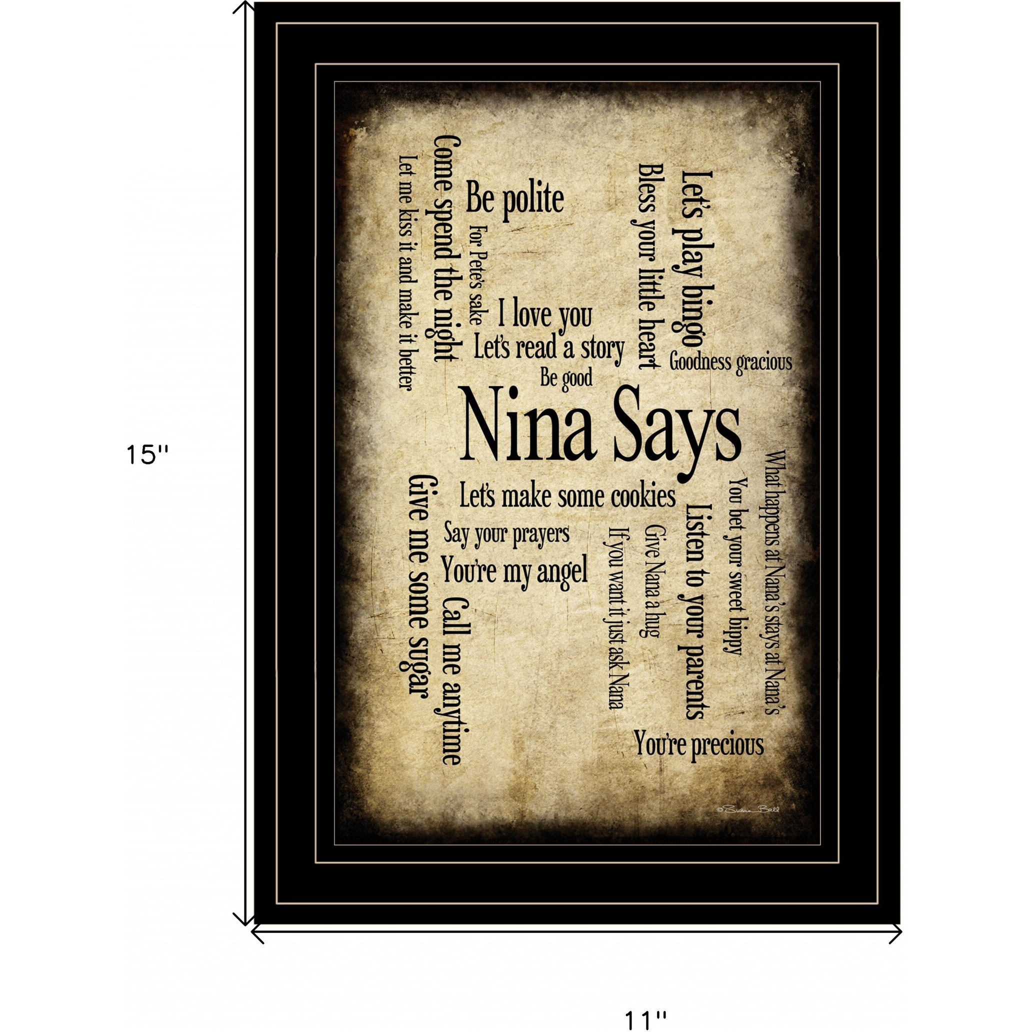 Nina Says 3 Black Framed Print Wall Art