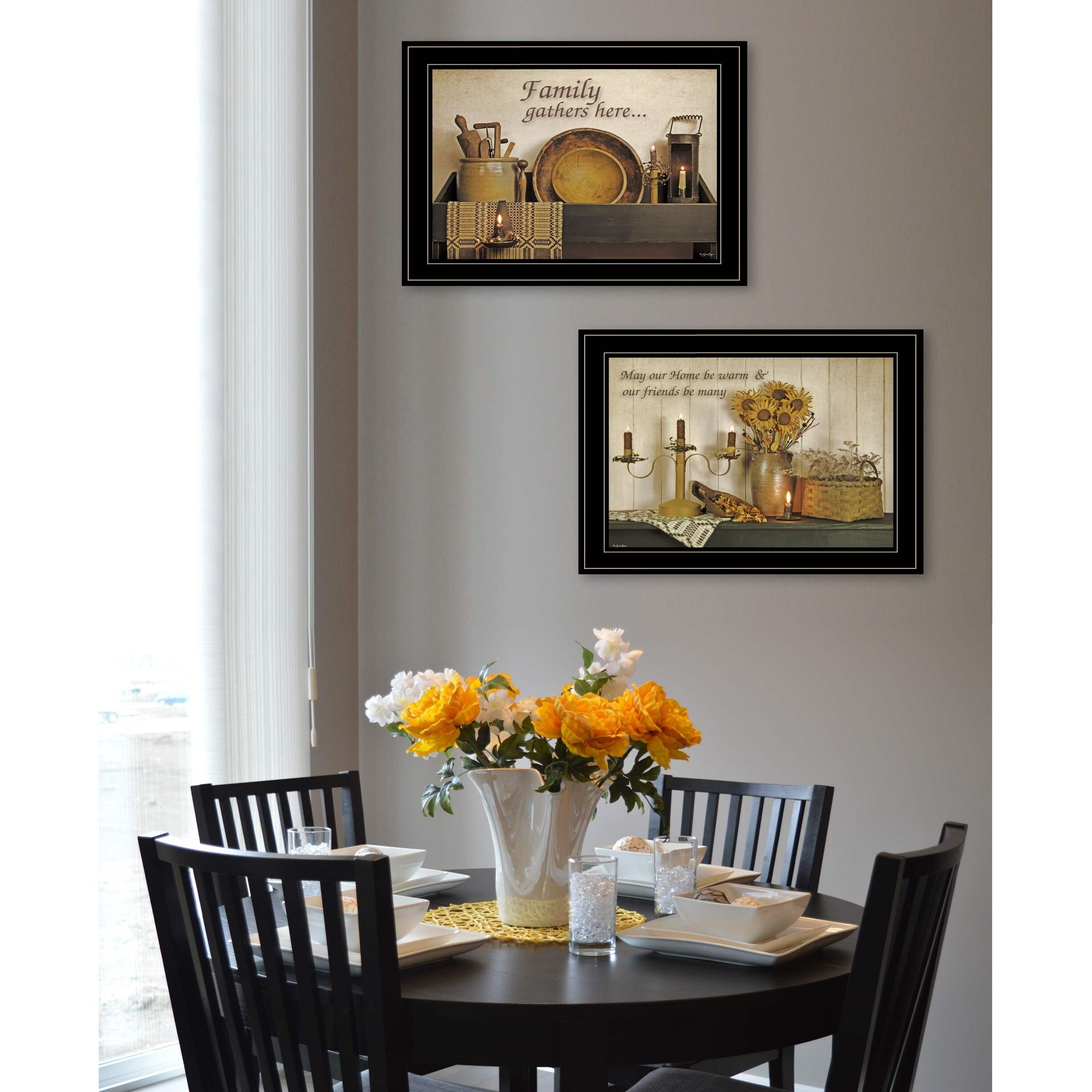 Set Of Two May Our Hearts Be Warm 2 Black Framed Print Kitchen Wall Art