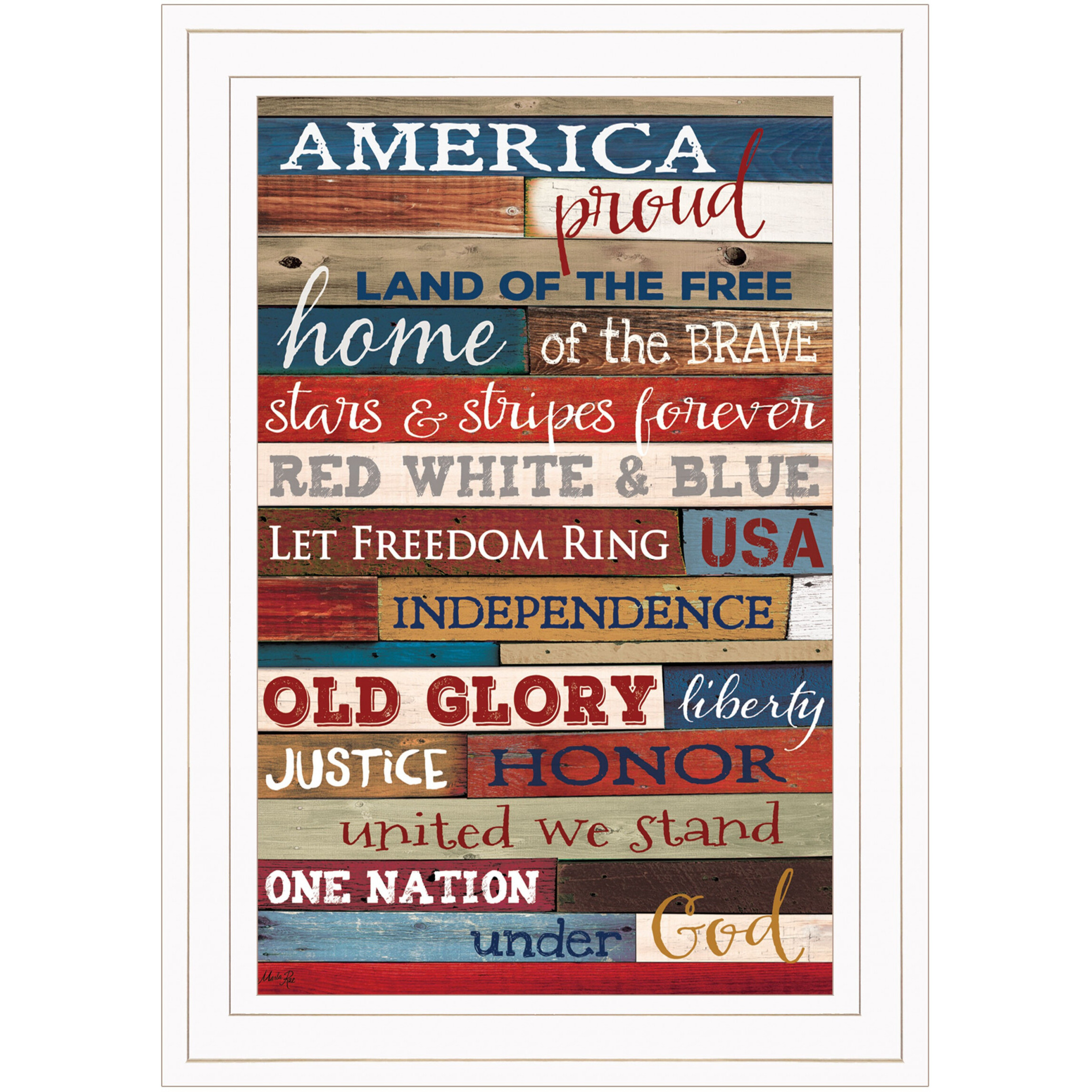 America Proud 2 White Framed Print Wall Art