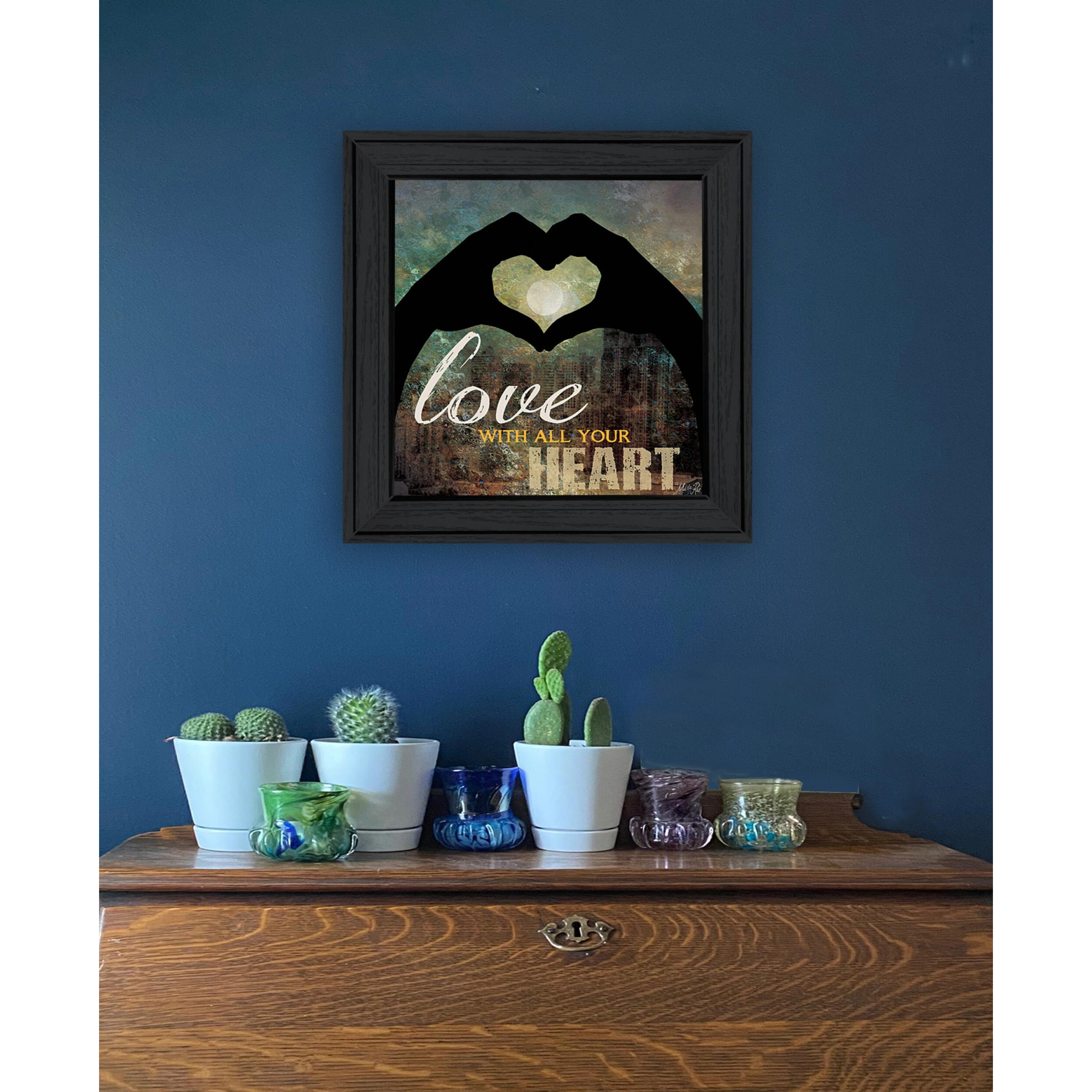 Love With All Your Heart 4 Black Framed Print Wall Art