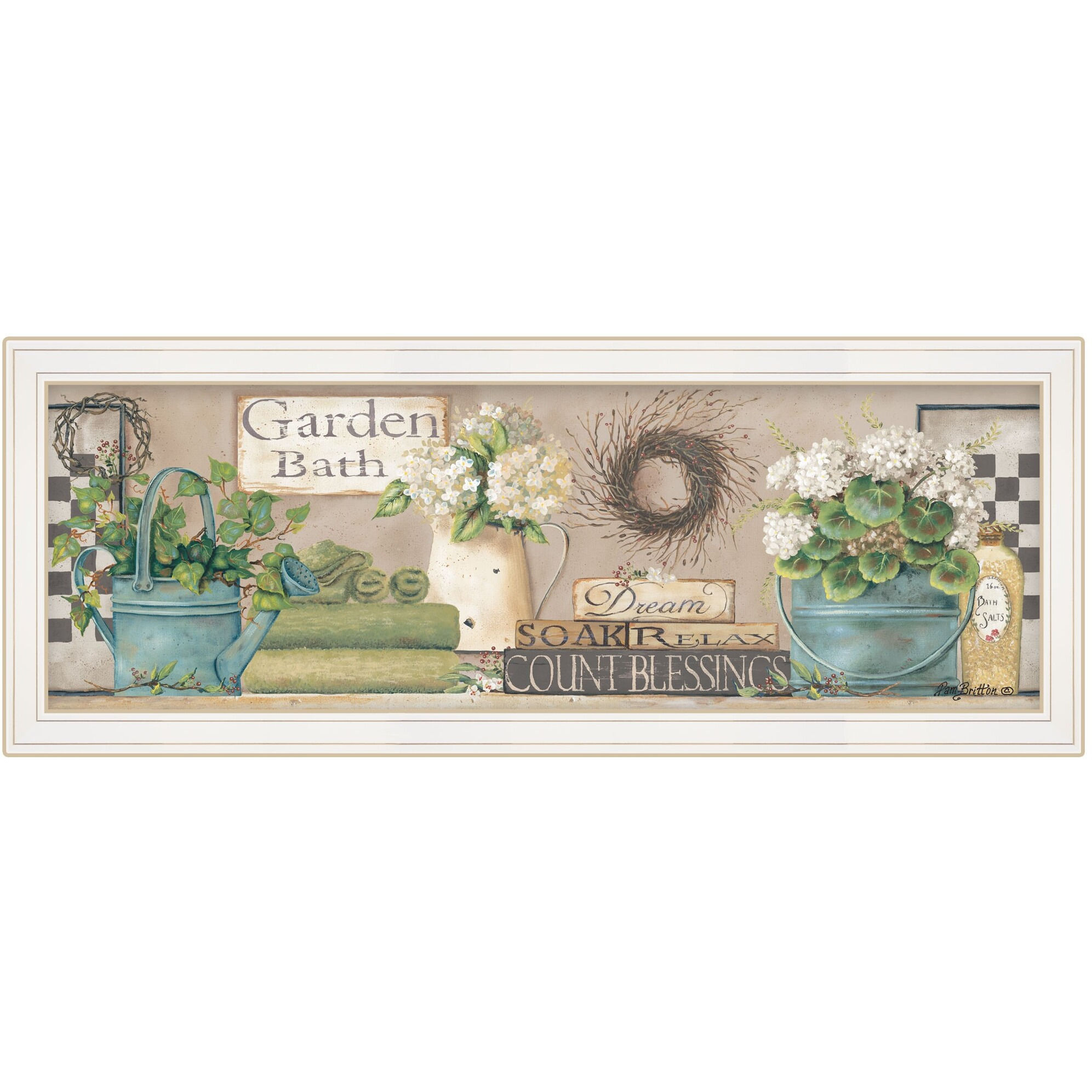 Garden Bath 1 White Framed Print Wall Art