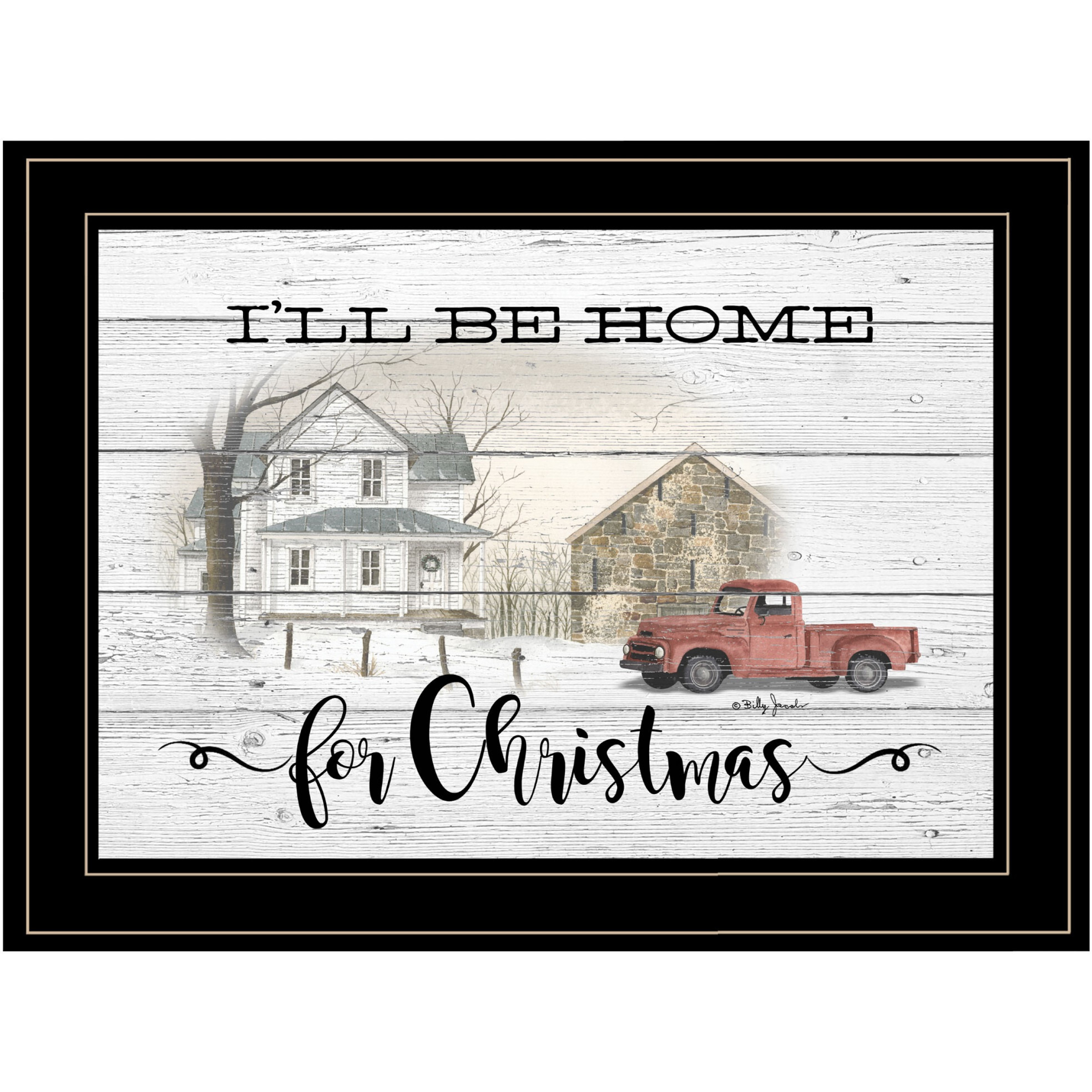 Ill Be Home For Christmas 3 Black Framed Print Wall Art