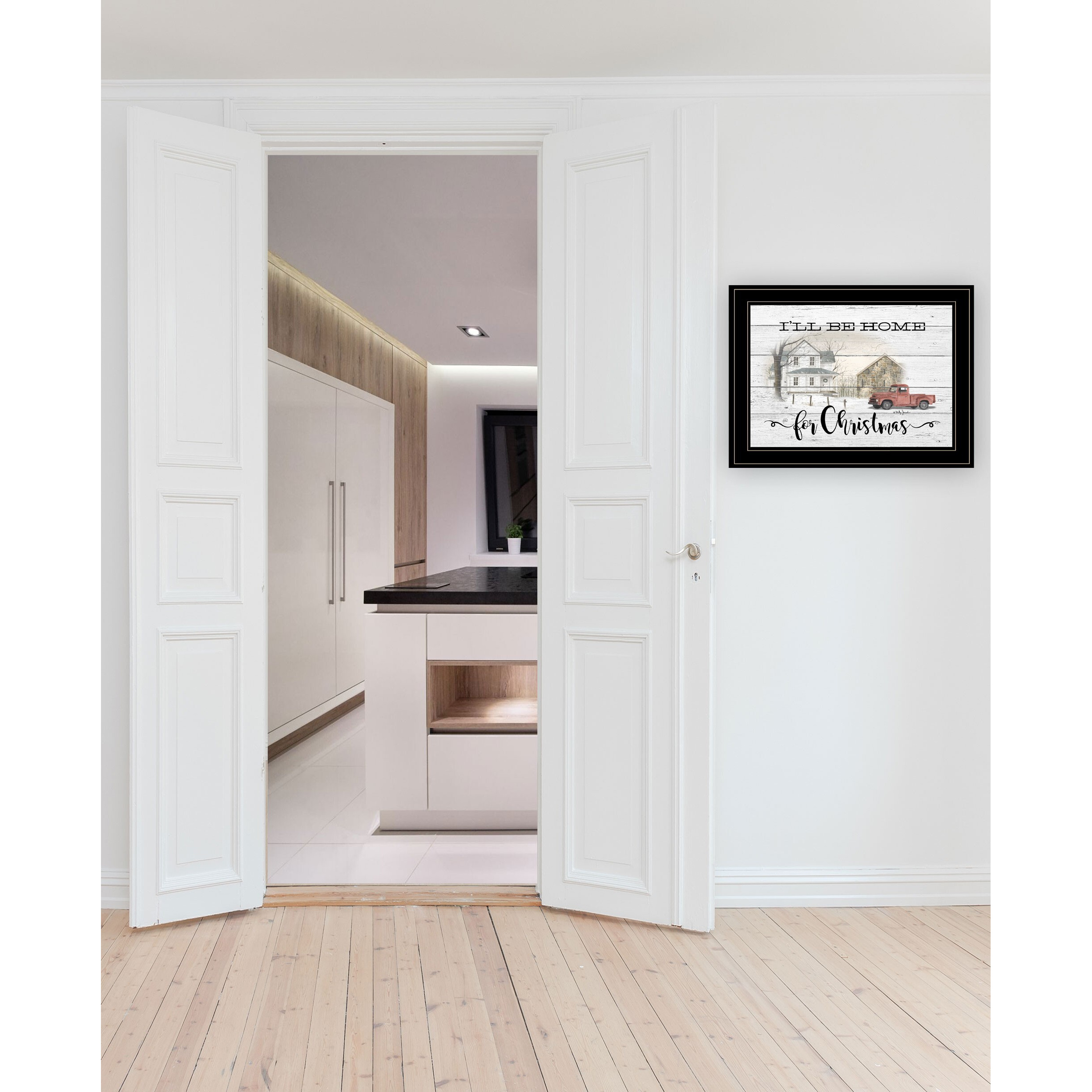 Ill Be Home For Christmas 3 Black Framed Print Wall Art