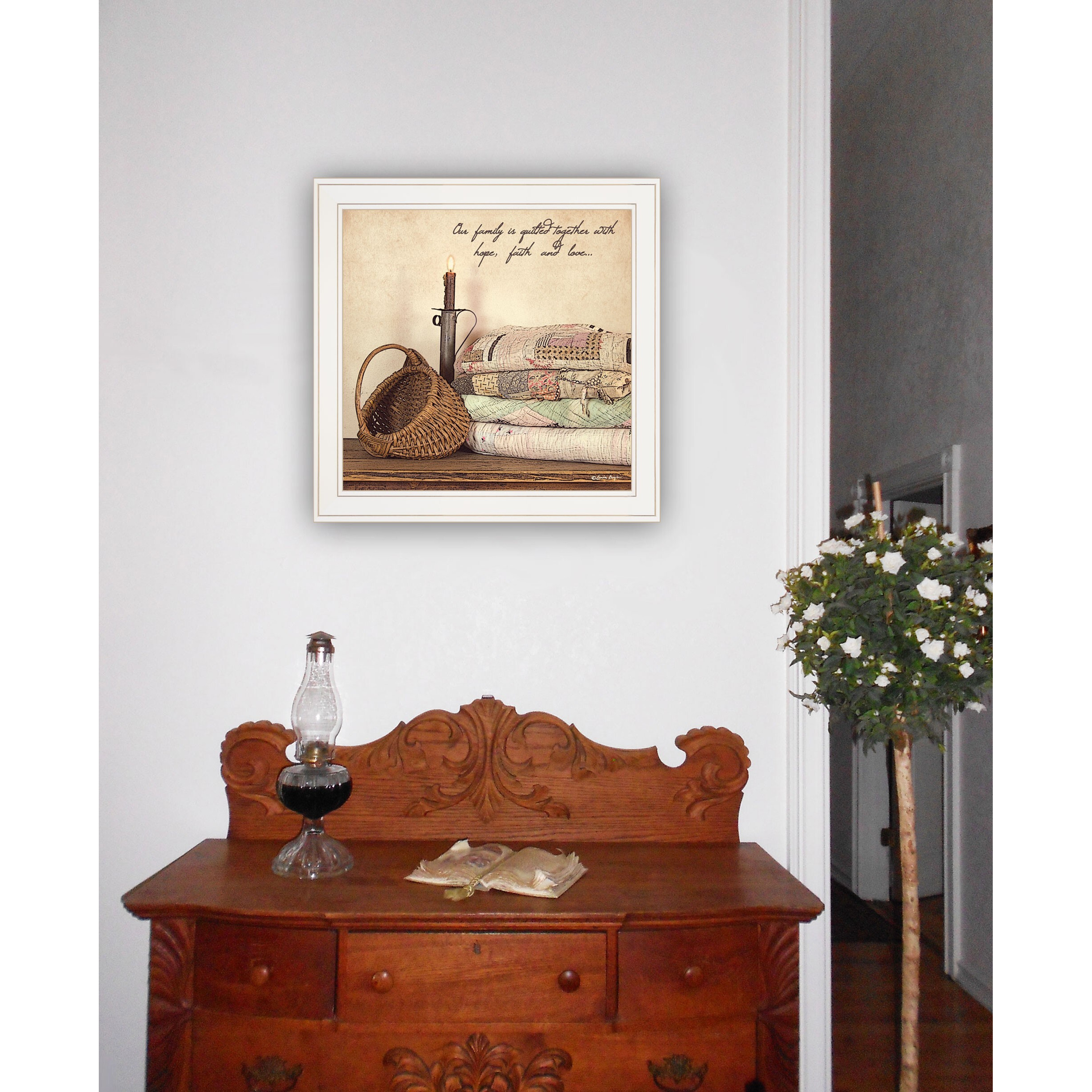 Quilted Family Inspirational White Framed Print Wall Art