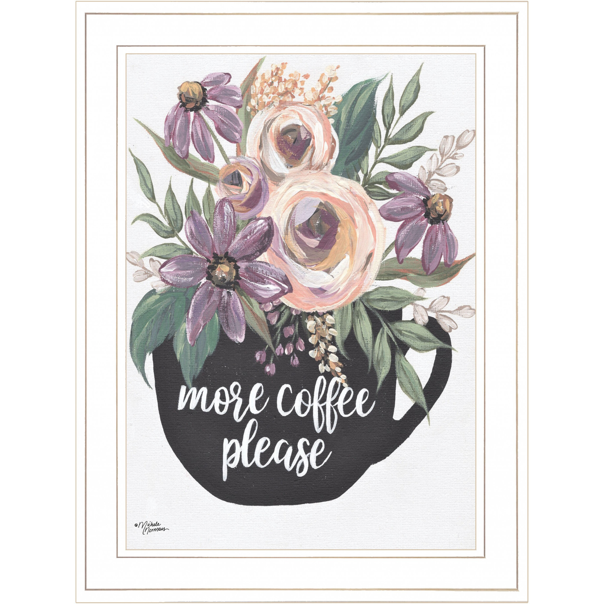 More Coffee Please 1 White Framed Print Wall Art