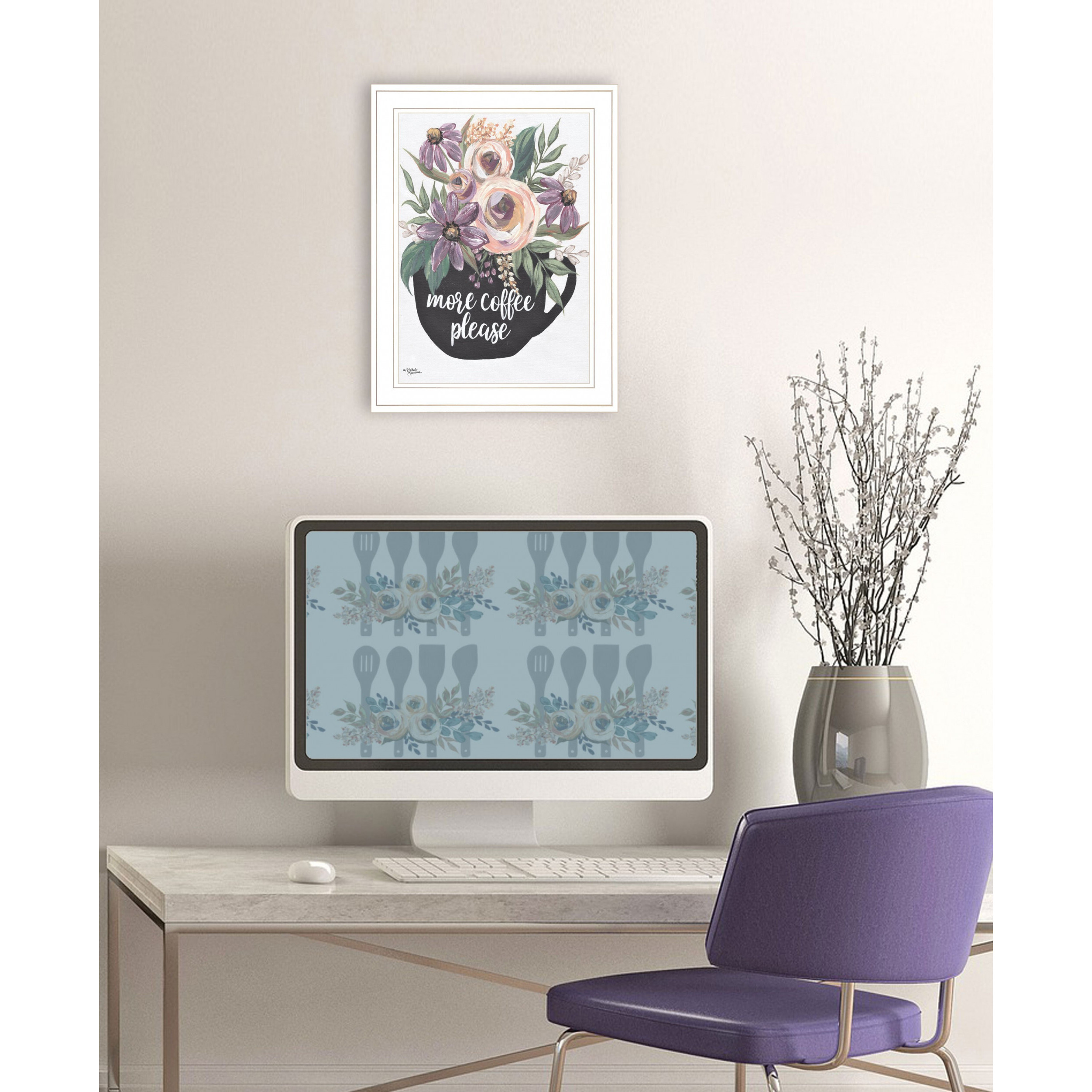 More Coffee Please 1 White Framed Print Wall Art