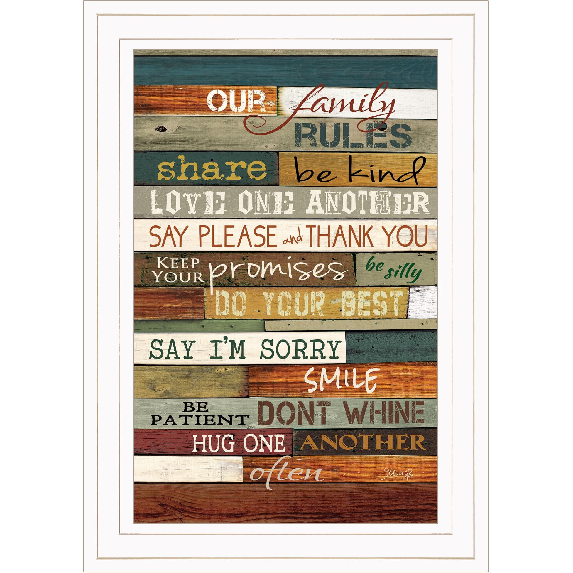 Our Family Rules 2 White Framed Print Wall Art