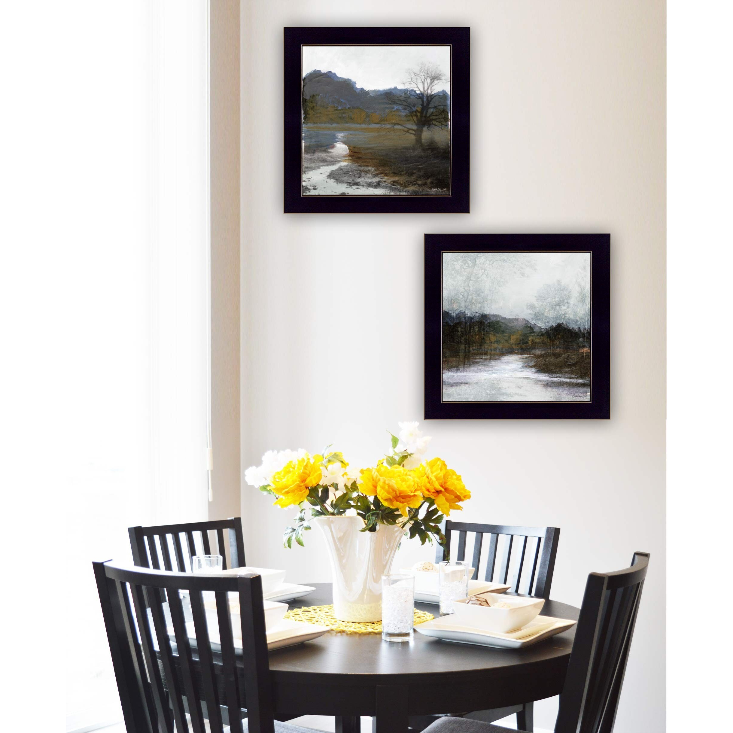 Set Of Two Winter Landscape 3 Black Framed Print Wall Art