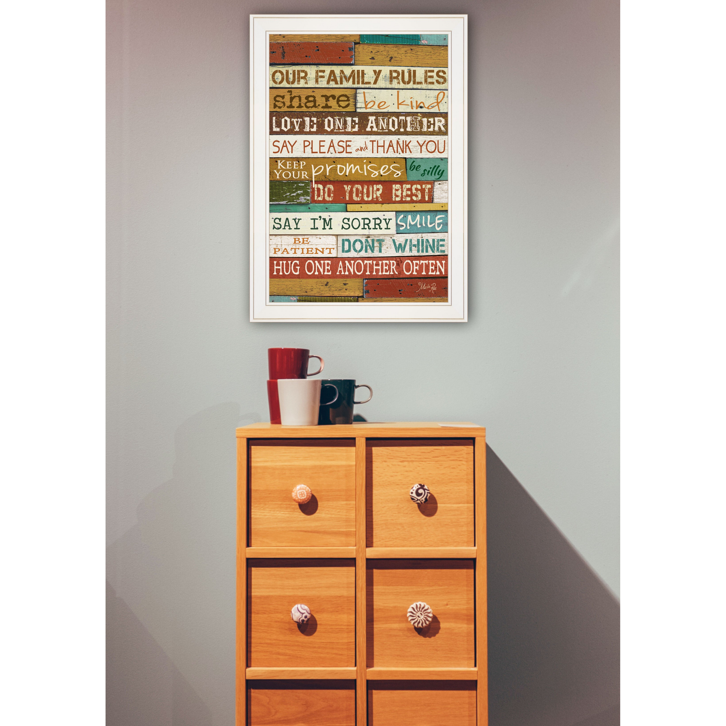 Our Family Rules 6 White Framed Print Wall Art
