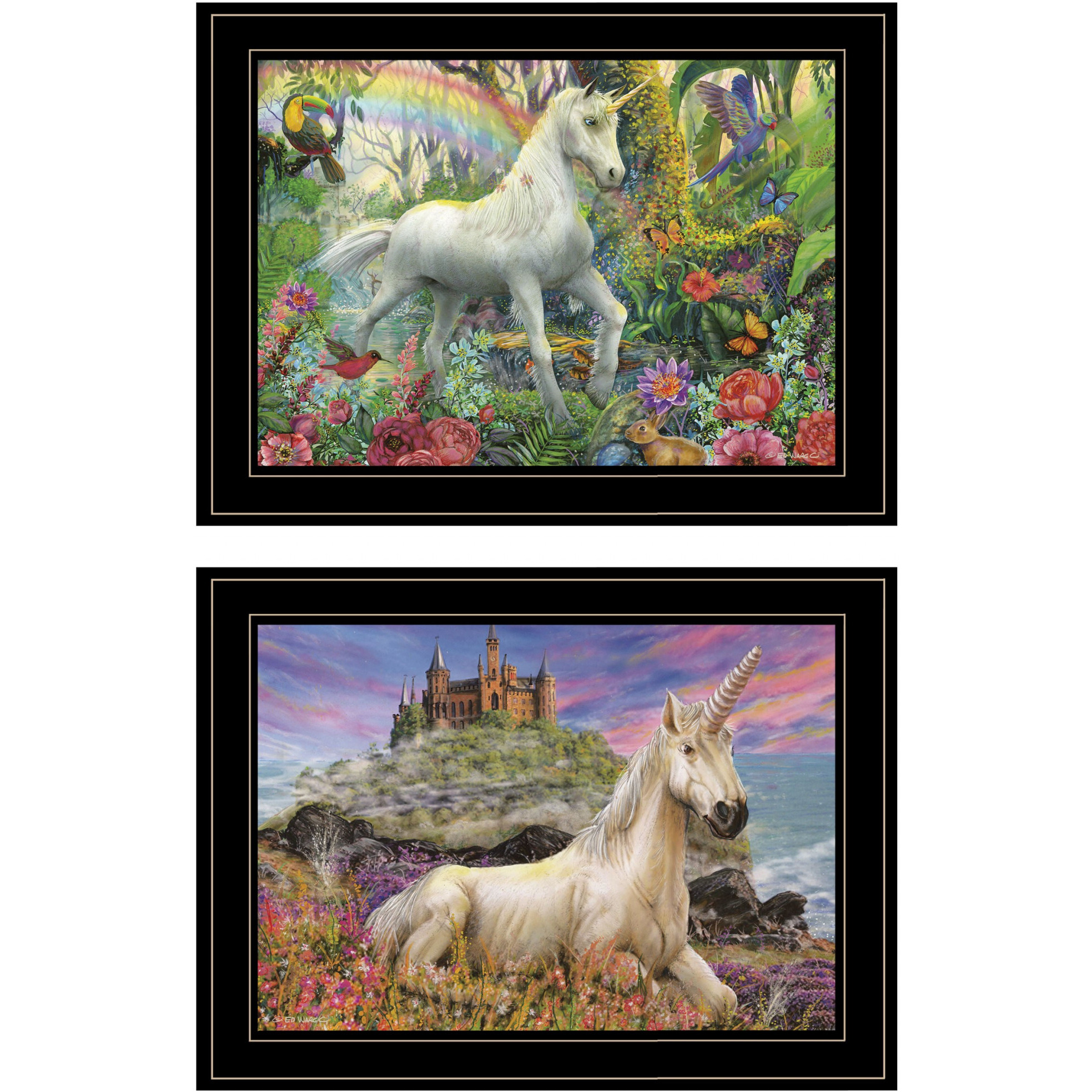 Set Of Two Unicorns For You 2 Black Framed Print Wall Art
