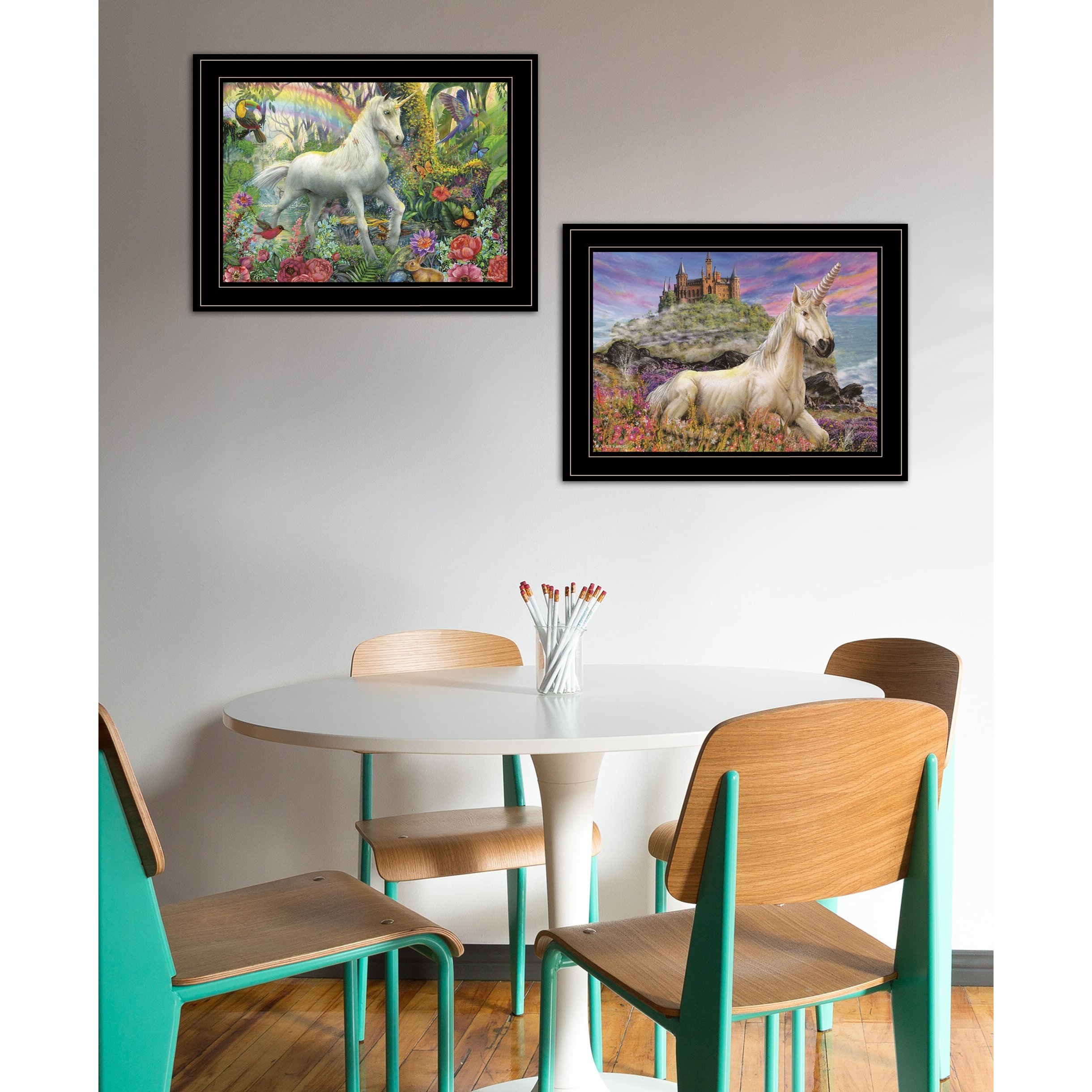 Set Of Two Unicorns For You 2 Black Framed Print Wall Art