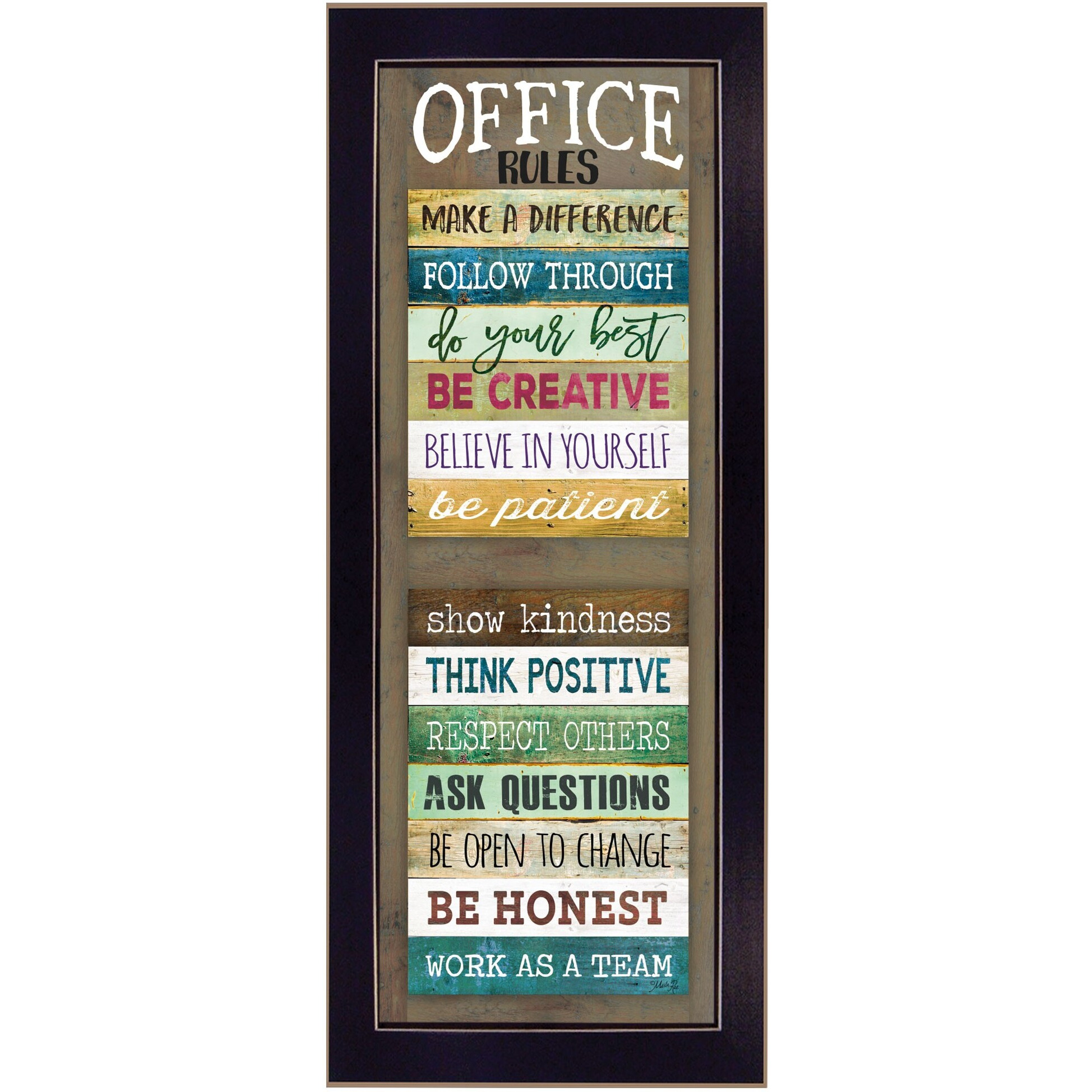 Office Rules 4 Black Framed Print Wall Art