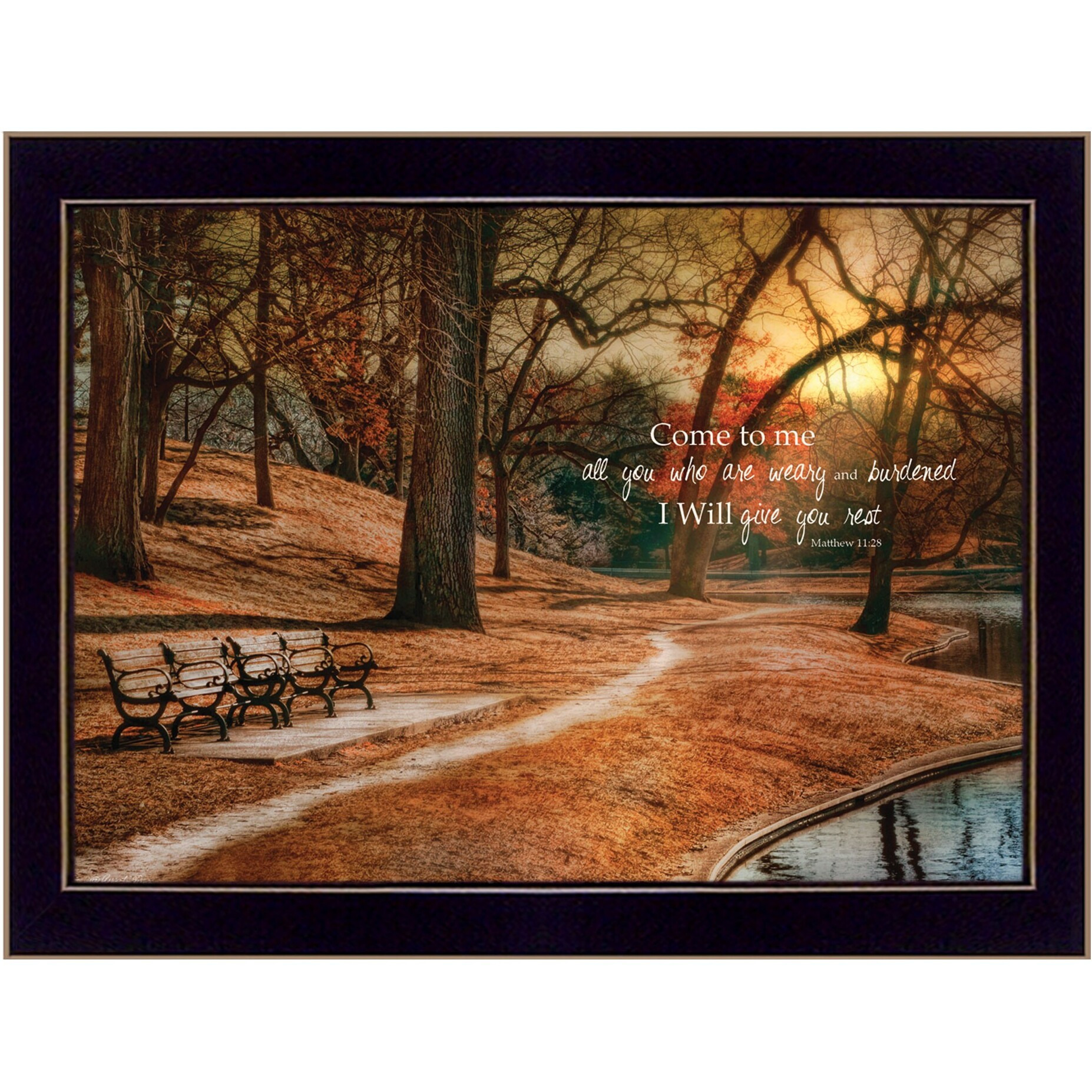 I Will Give You Rest 2 Black Framed Print Wall Art