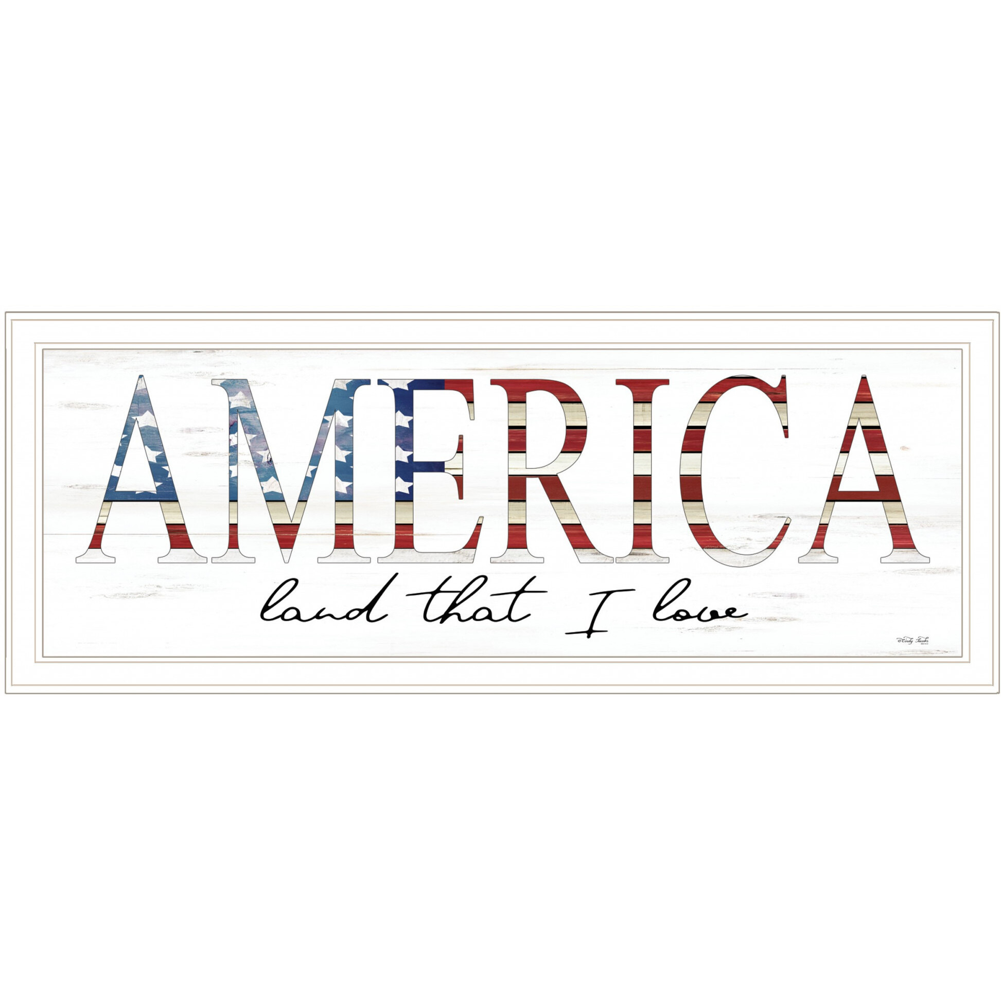 America Land That I Love 1 White Framed Print Wall Art