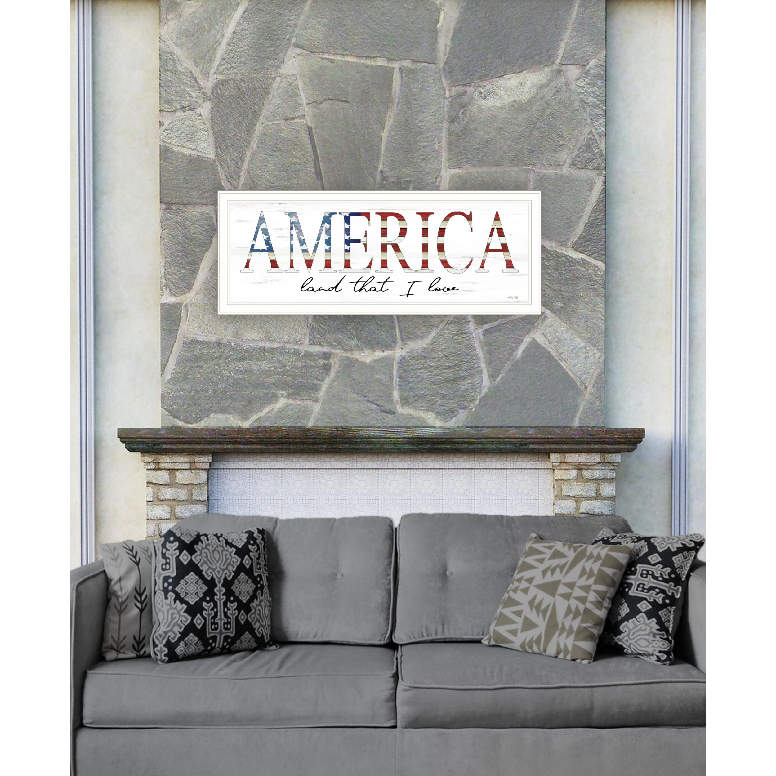 America Land That I Love 1 White Framed Print Wall Art