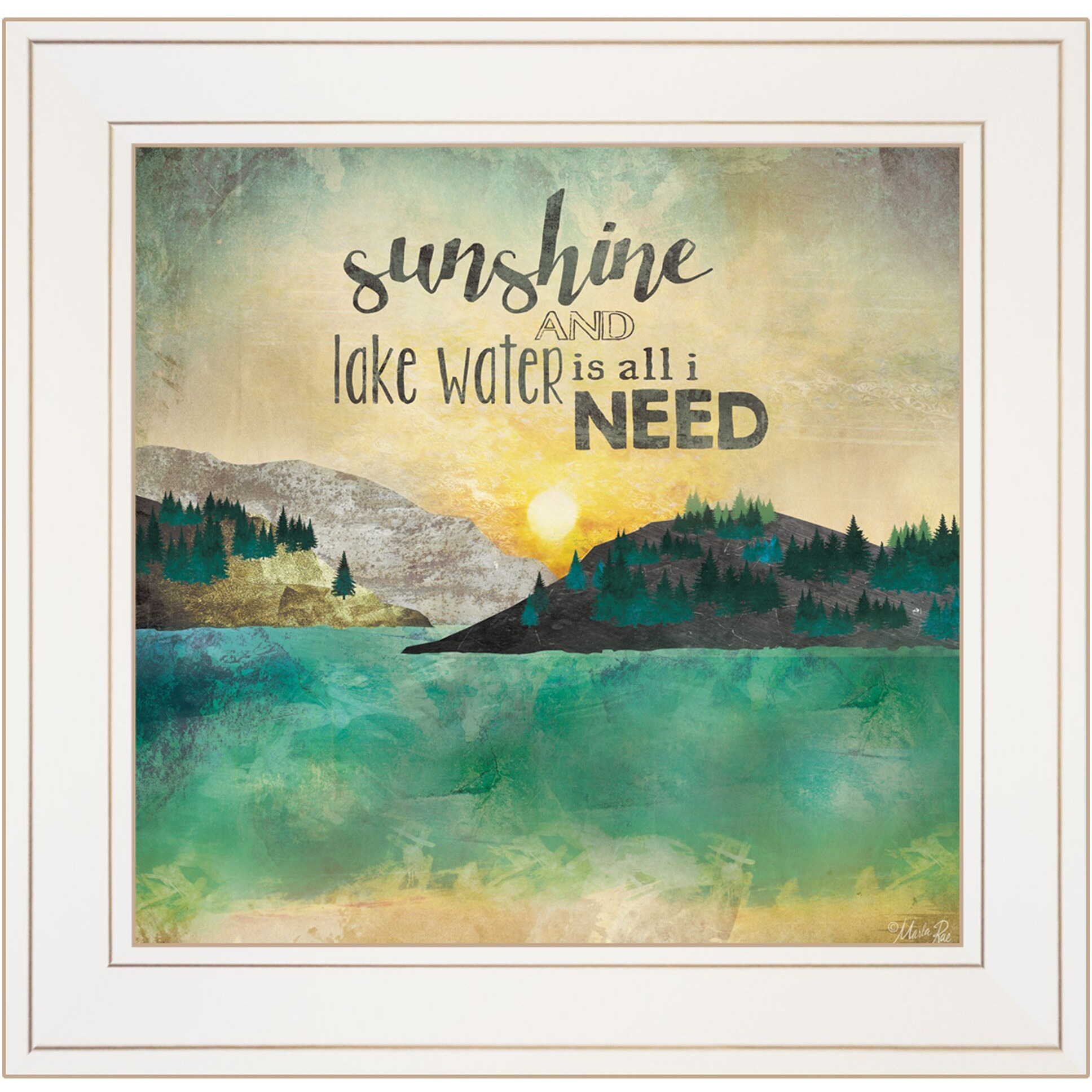 Sunshine And Lake Water 2 White Framed Print Wall Art