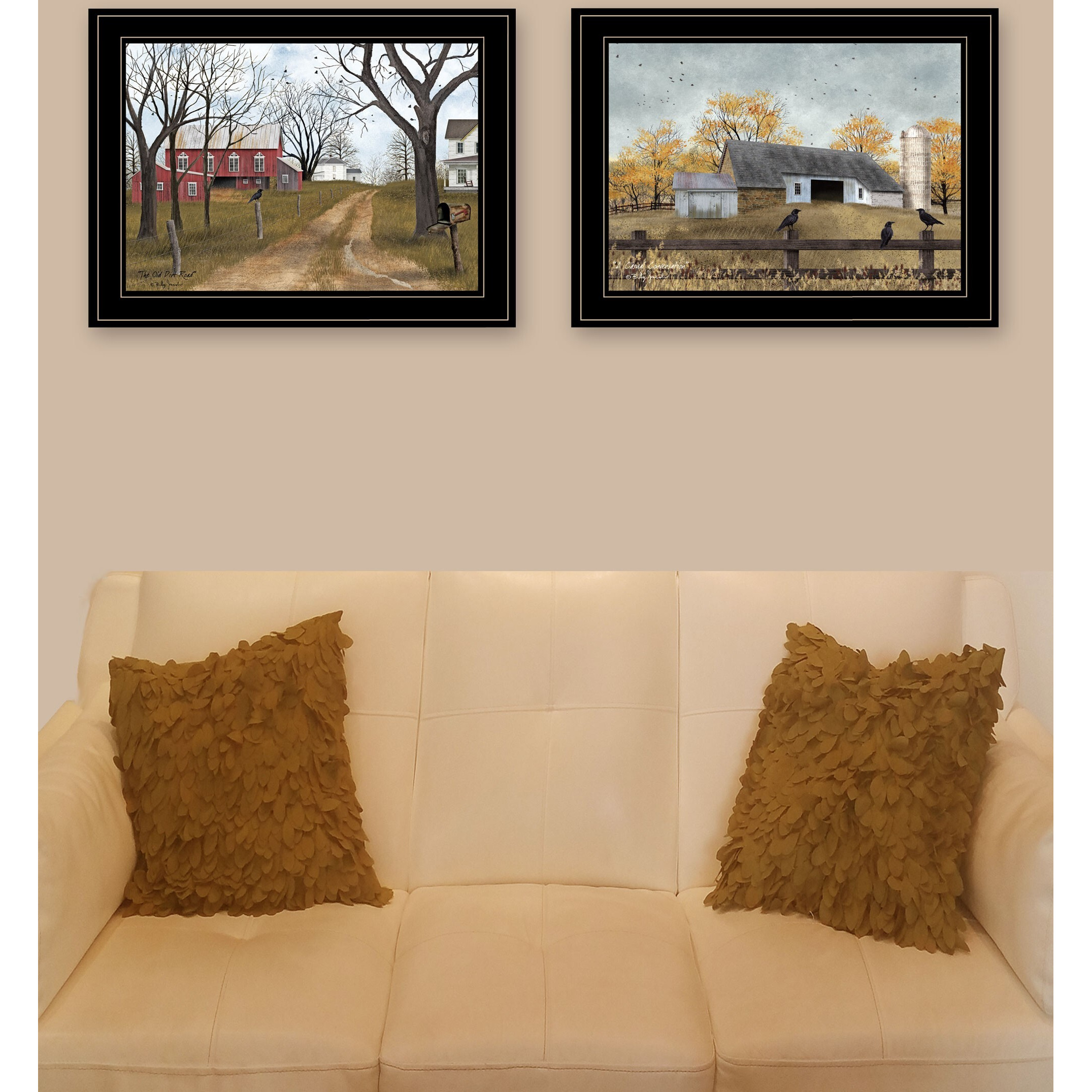 Set Of Two Country Roads 2 Black Framed Print Wall Art