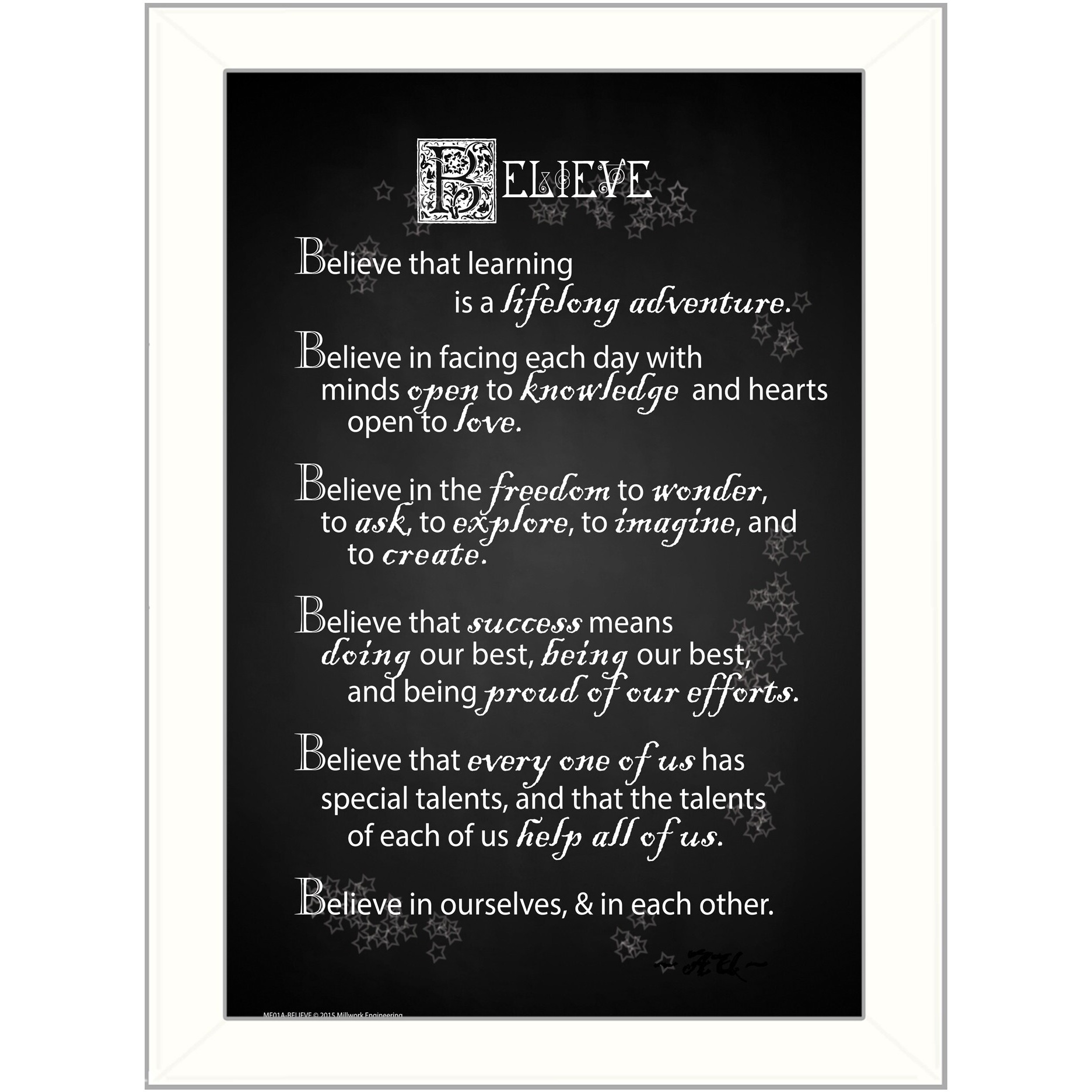 Believe 1 White Framed Print Wall Art