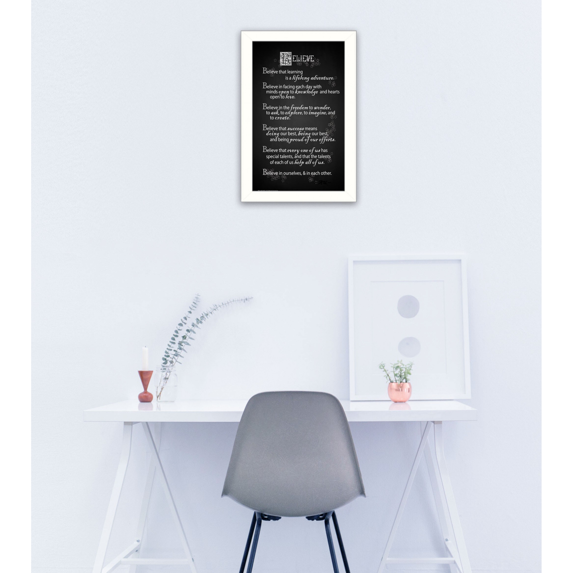 Believe 1 White Framed Print Wall Art