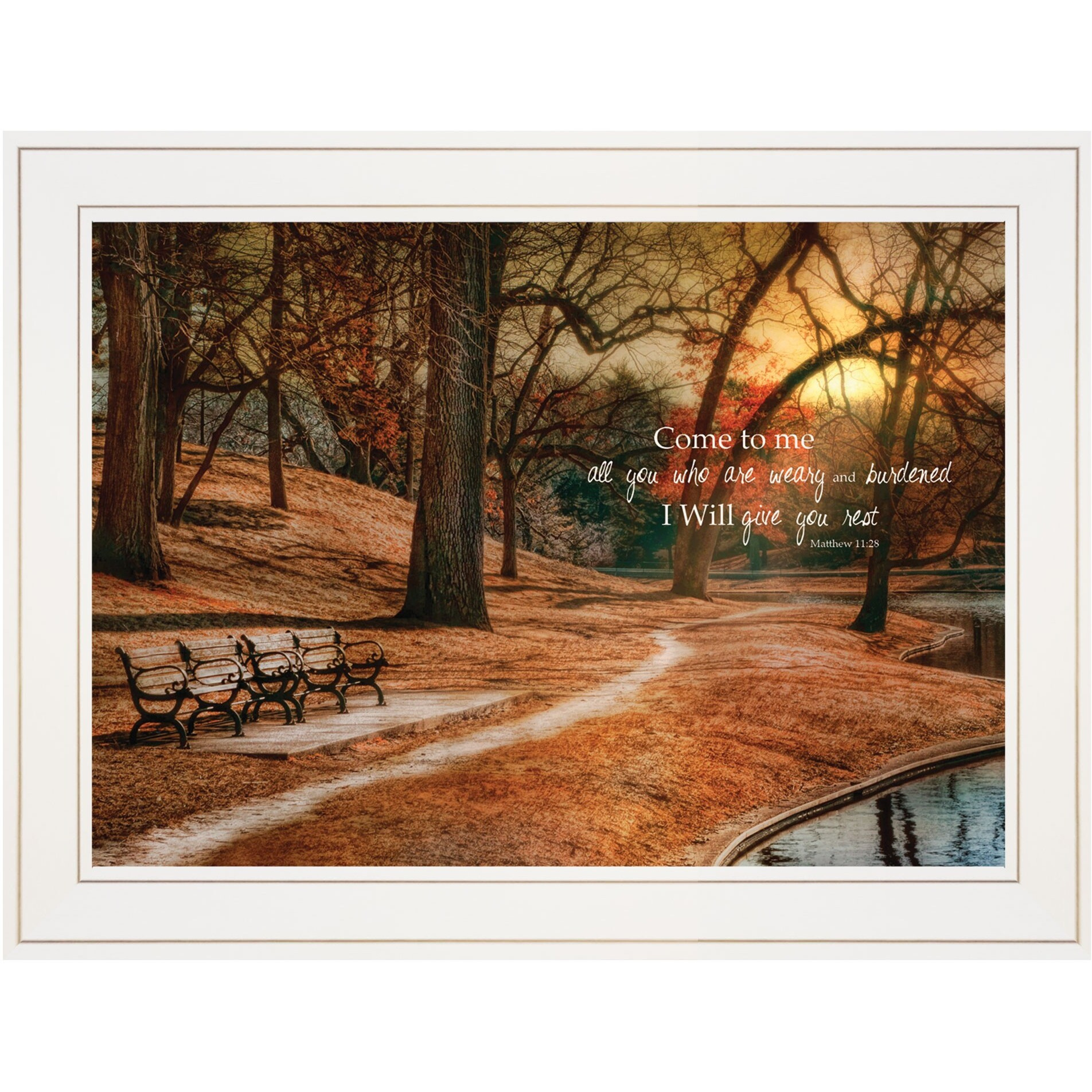 I Will Give You Rest 1 White Framed Print Wall Art