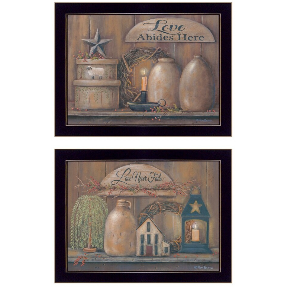 Set Of Two Americana Country Love Sentiment 3 Black Framed Print Wall Art