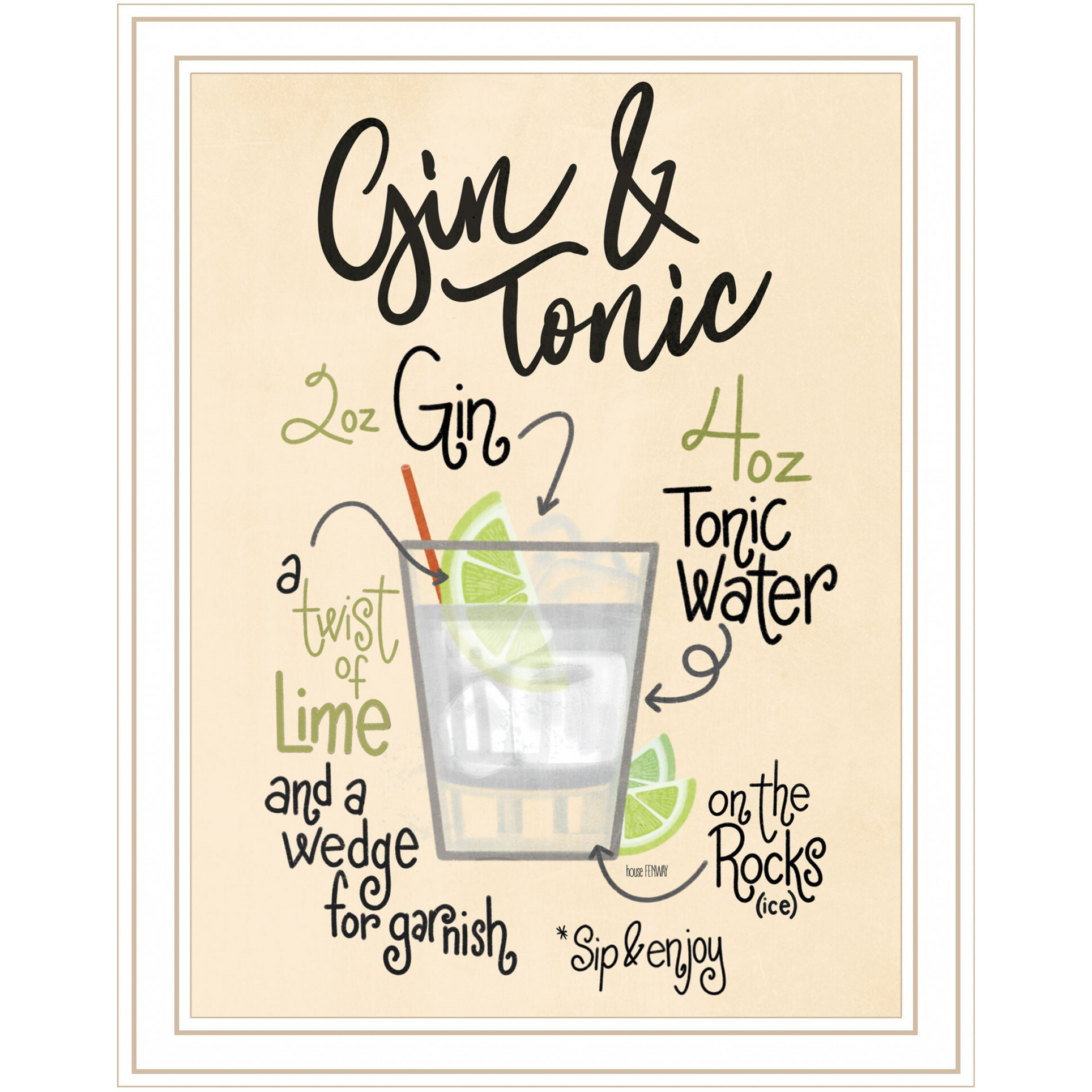 Gin And Tonic White Framed Print Wall Art