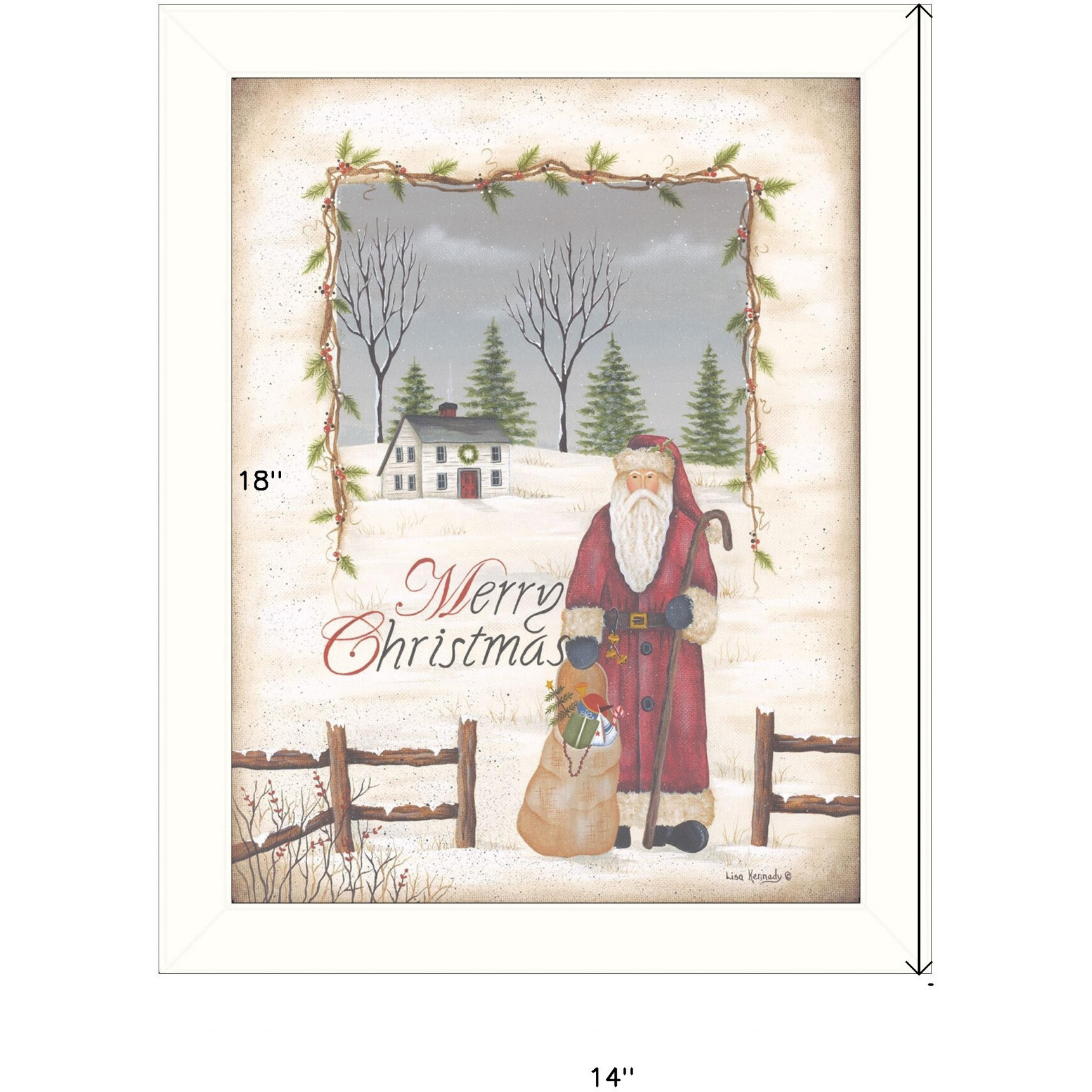 Merry Christmas White Framed Print Wall Art
