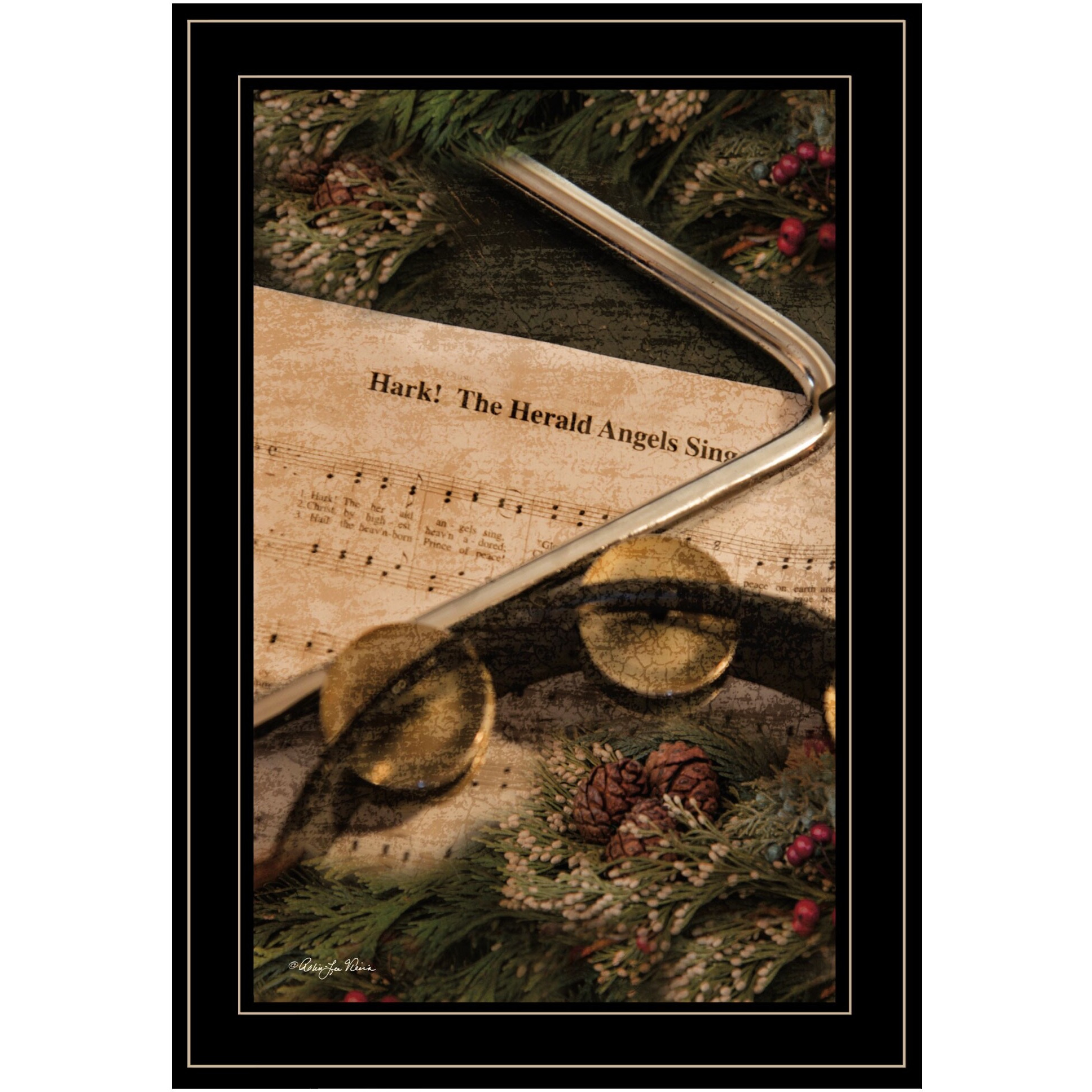 Hark The Herald Angels Sing Black Framed Print Wall Art