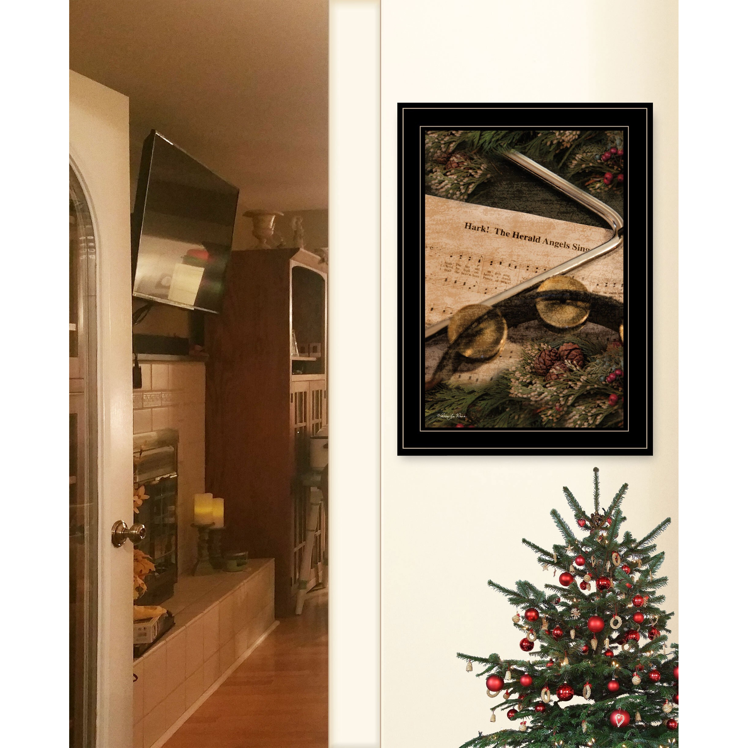 Hark The Herald Angels Sing Black Framed Print Wall Art