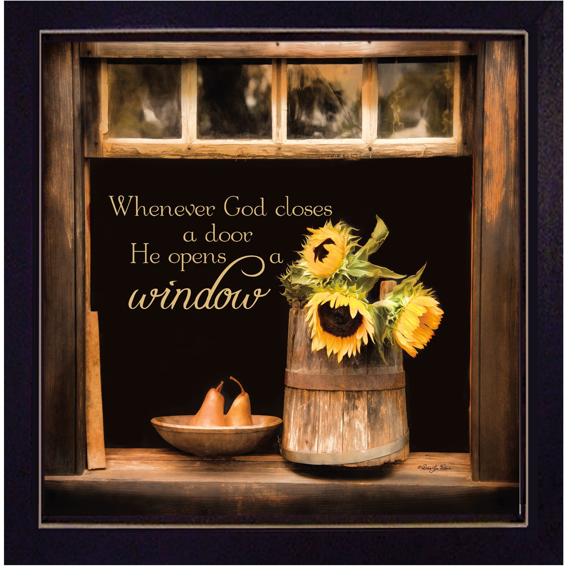 God Opens Windows Black Framed Print Wall Art