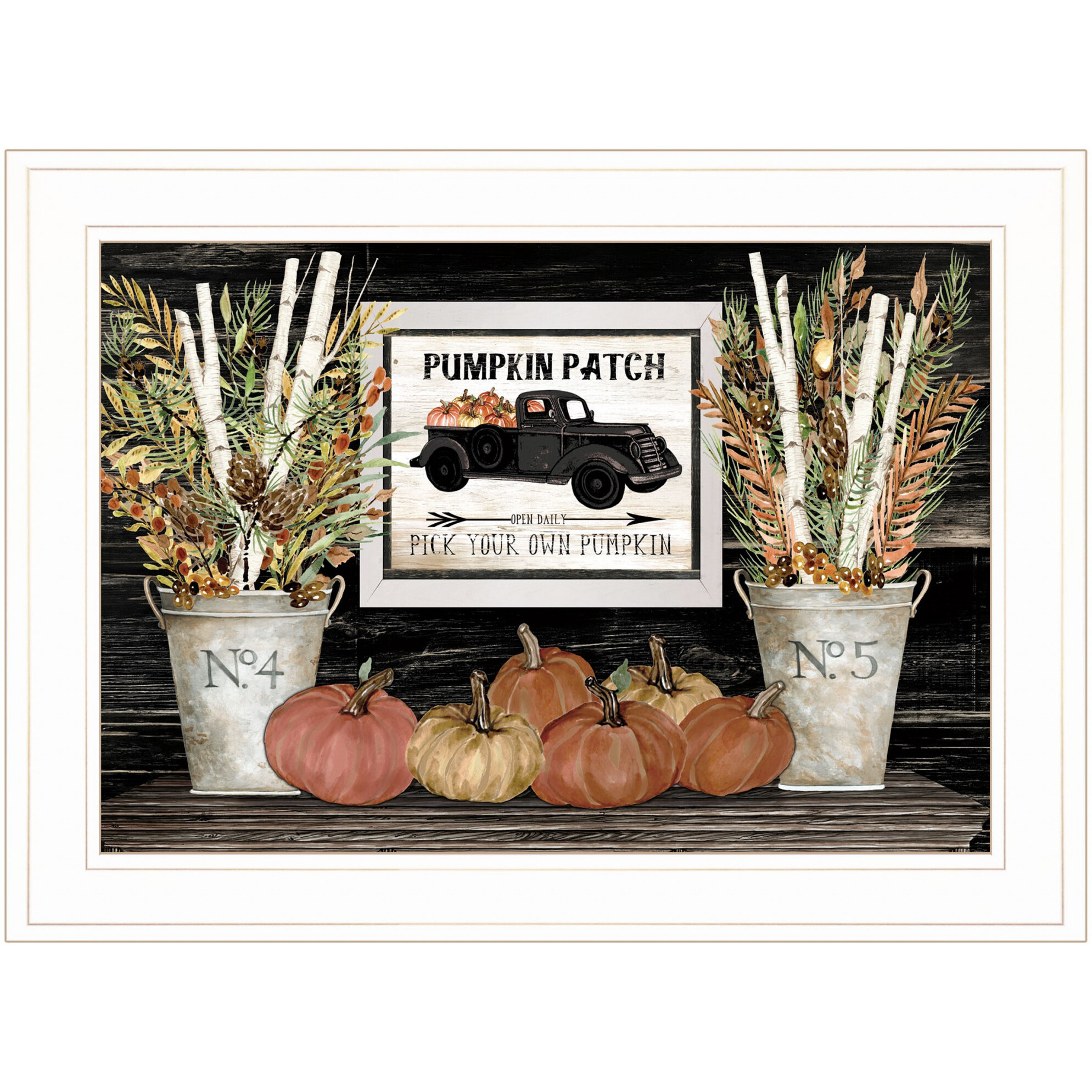 Pumpkin Patch Still Life 2 White Framed Print Wall Art