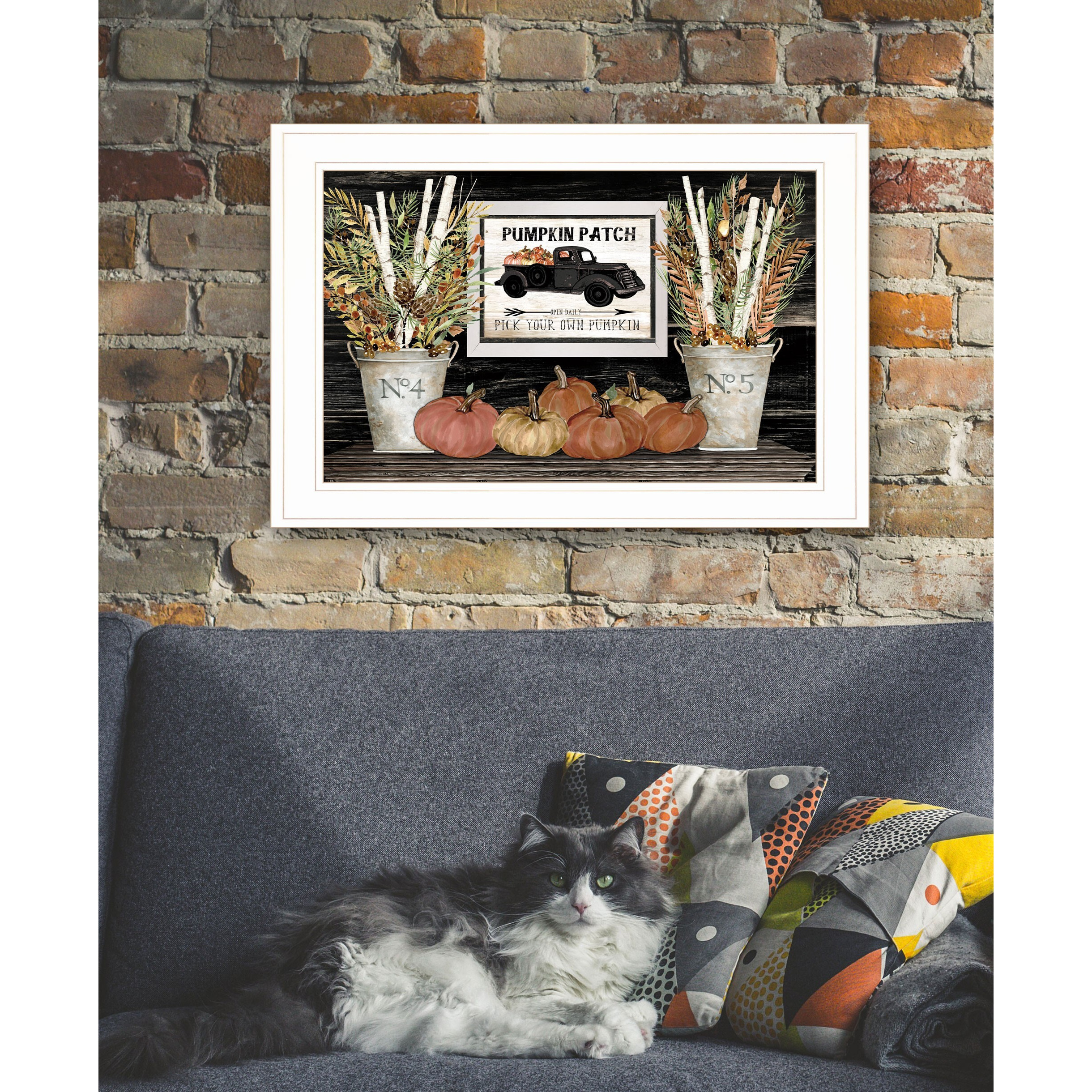 Pumpkin Patch Still Life 2 White Framed Print Wall Art