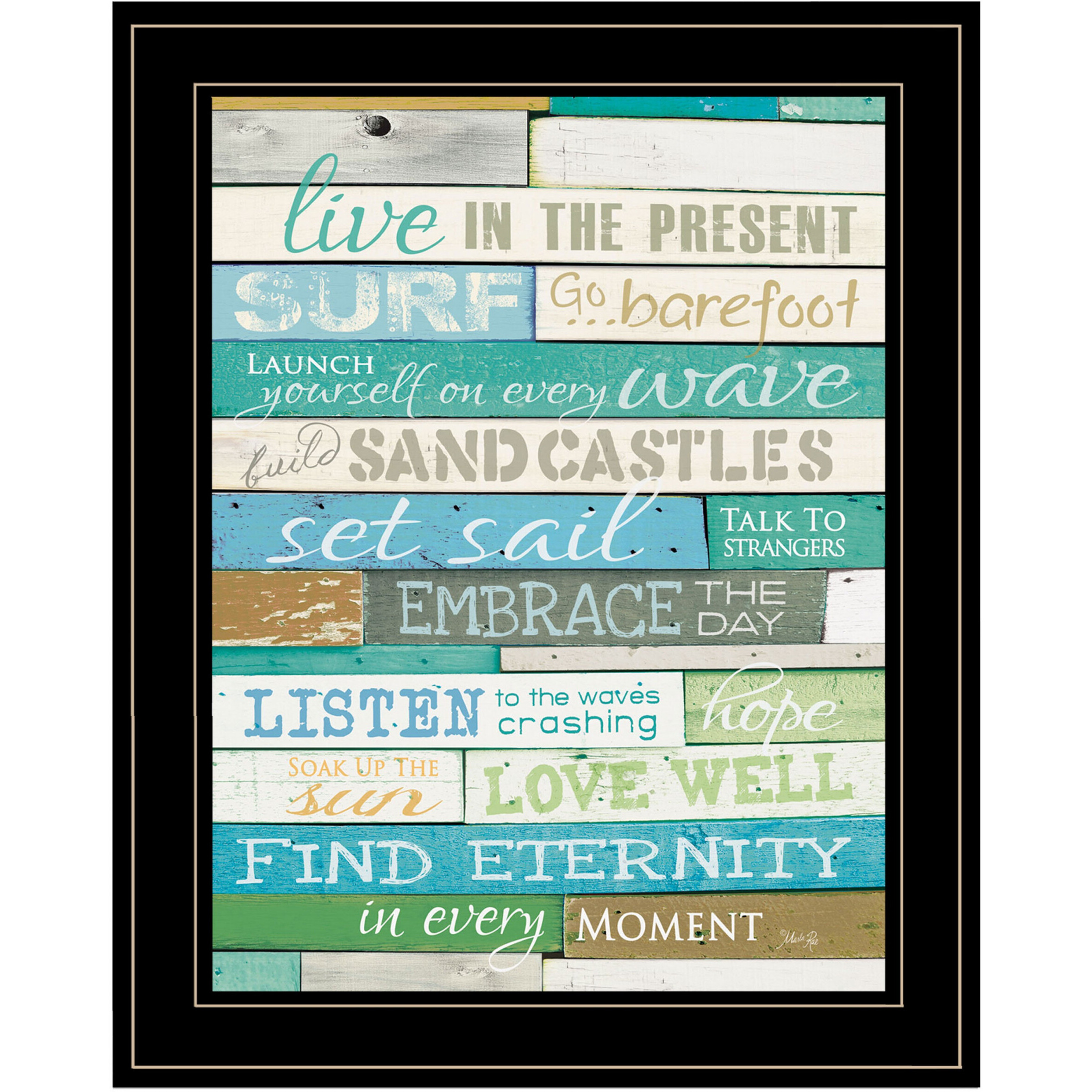 Live In The Present 3 Black Framed Print Wall Art