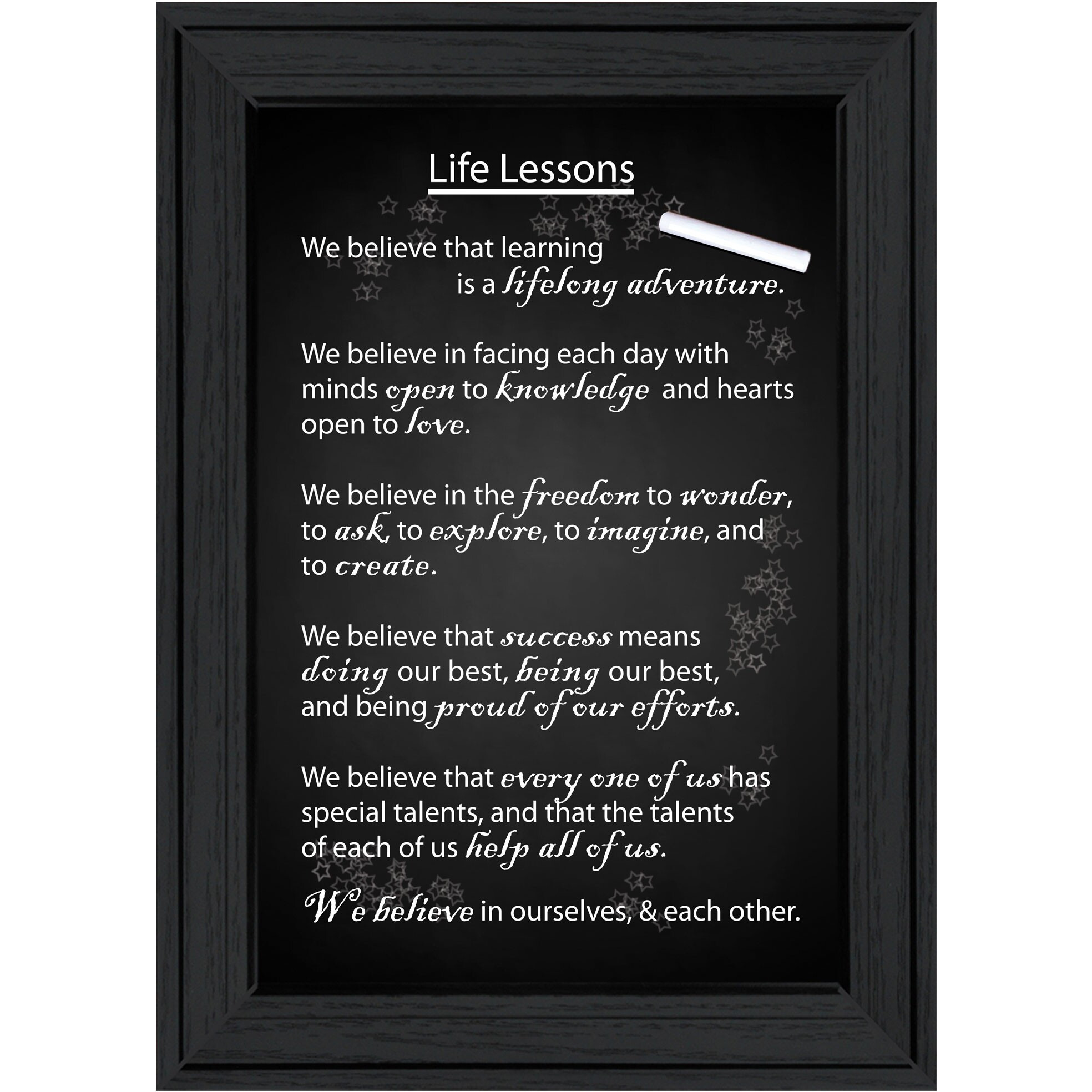 Black And White Life Lessons Black Framed Print Wall Art