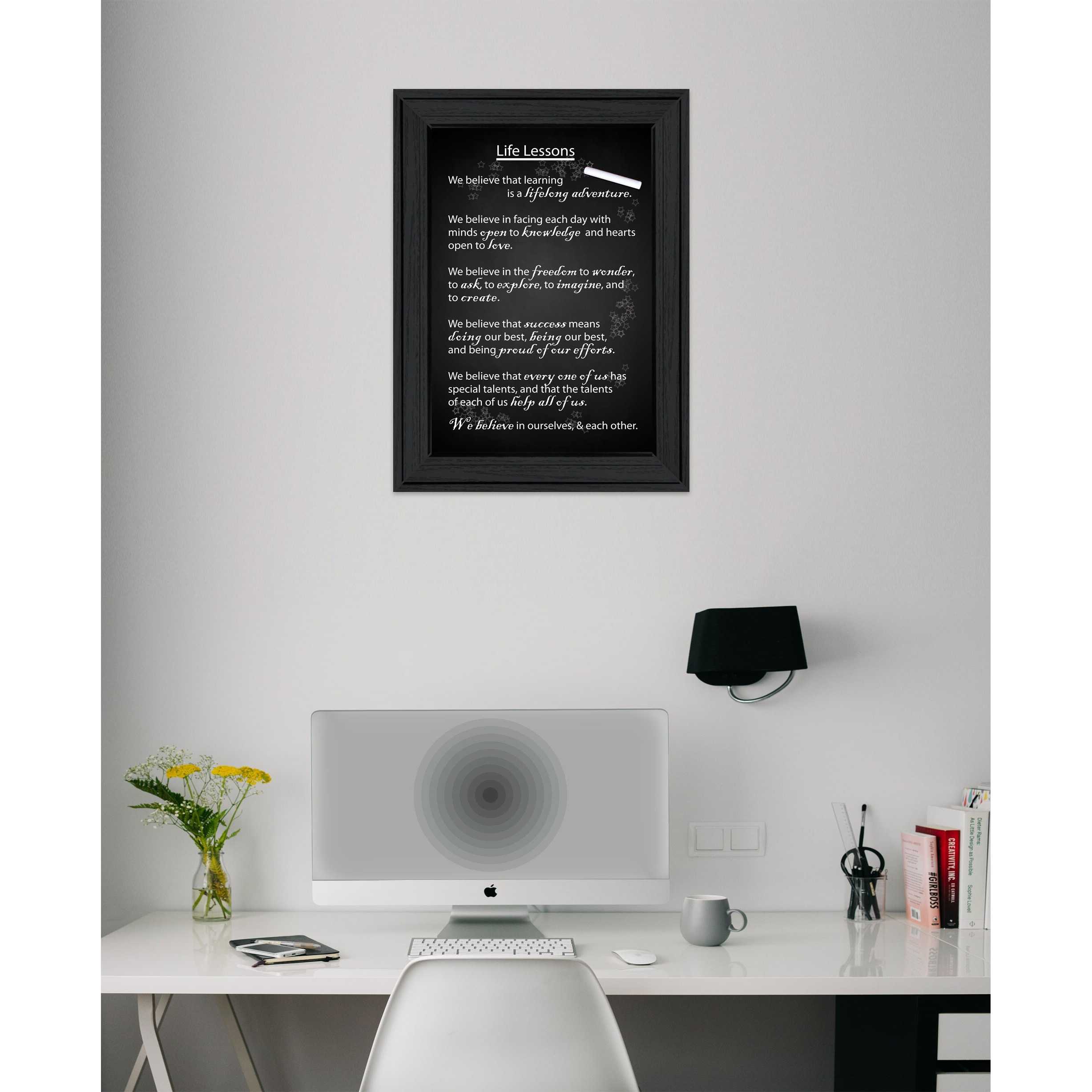 Black And White Life Lessons Black Framed Print Wall Art
