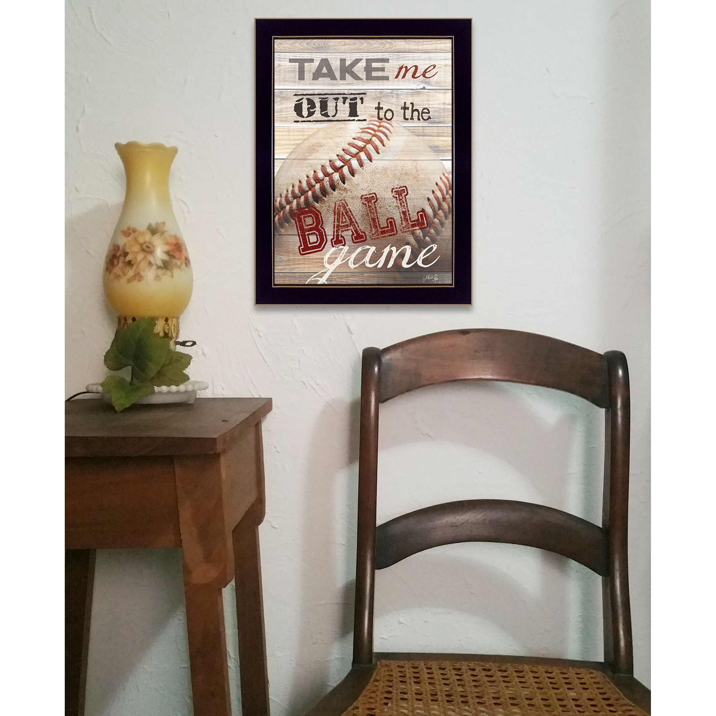 Take Me Out To The Ball Game 3 Black Framed Print Baseball Wall Art