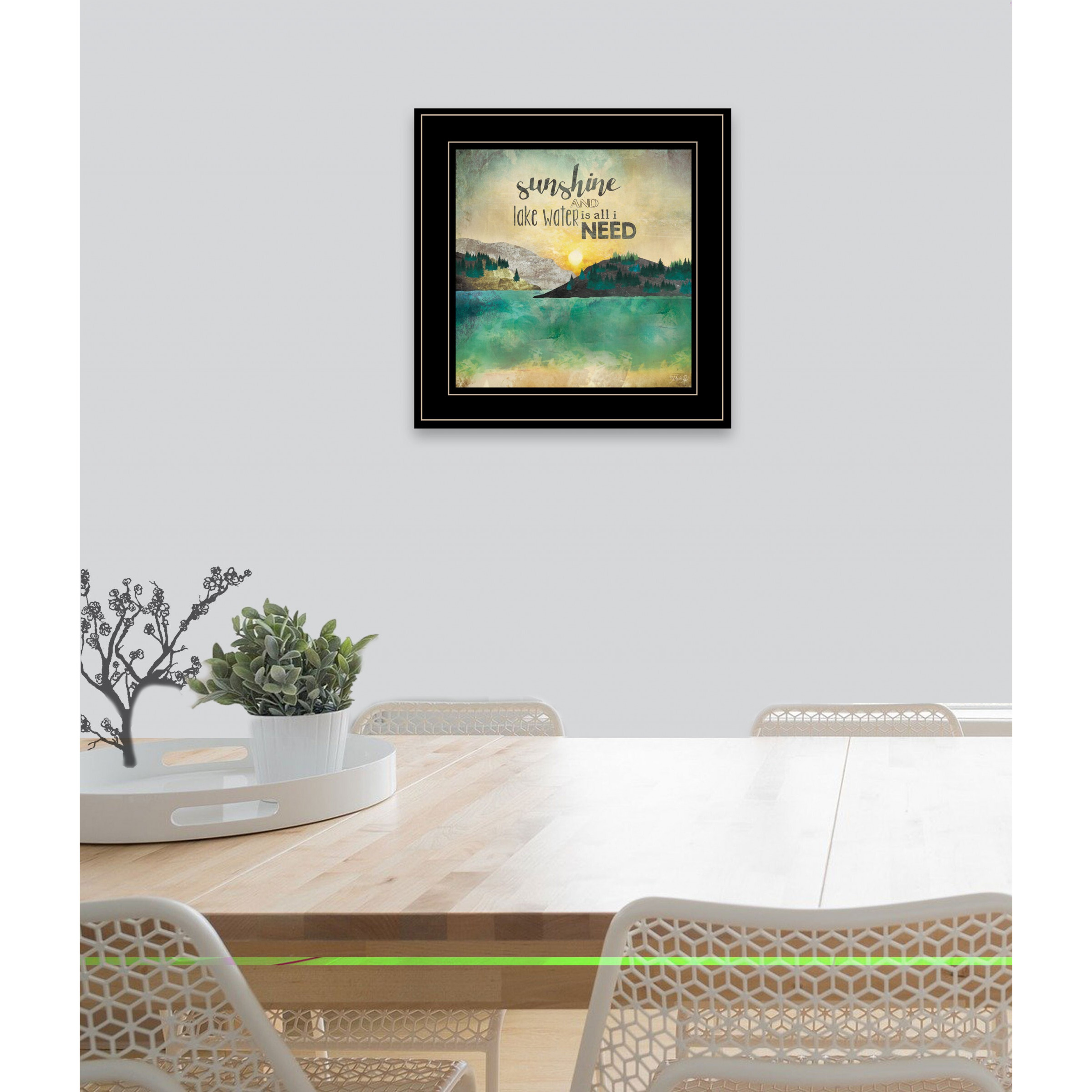 Sunshine And Lake Water 3 Black Framed Print Wall Art