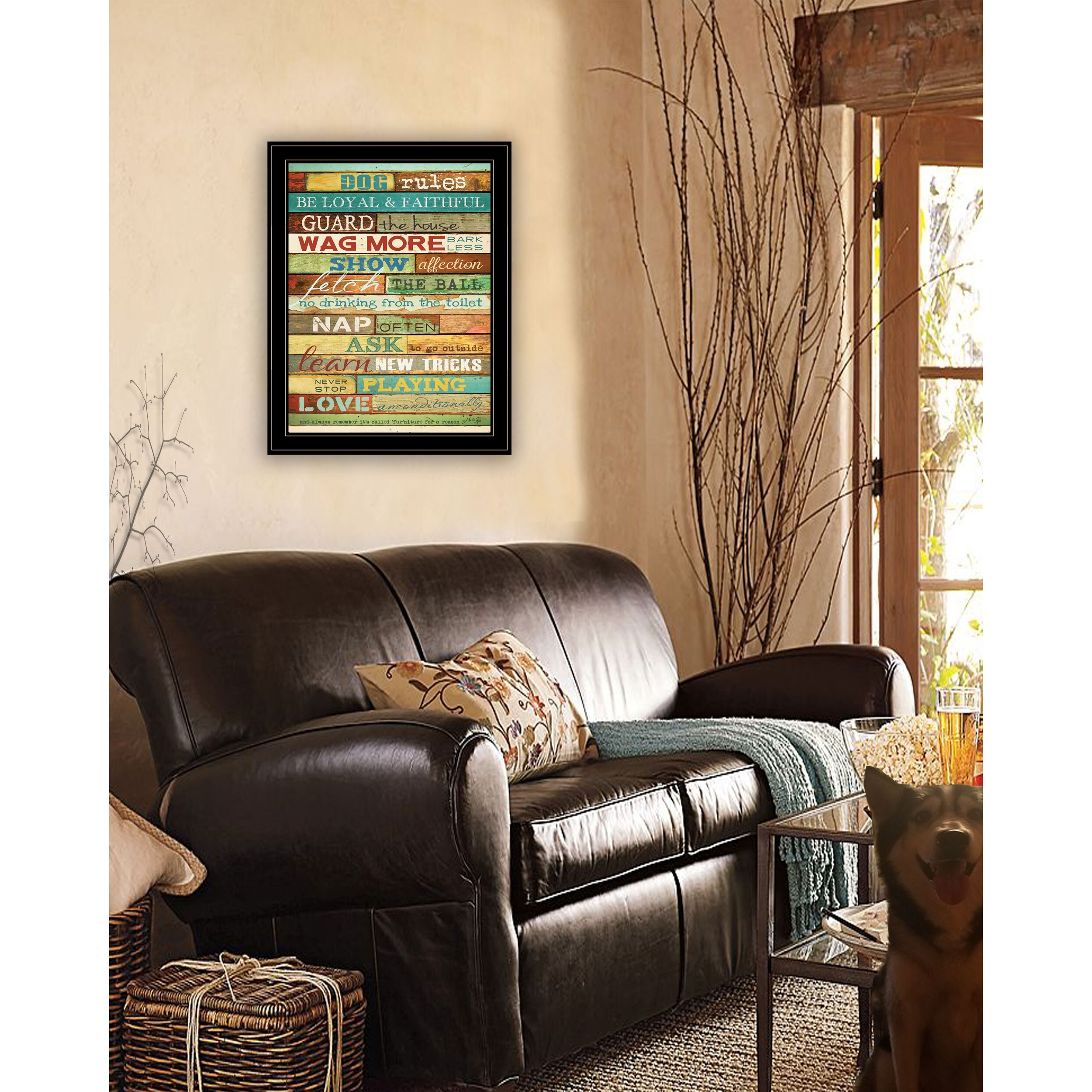 Dog Rules 7 Black Framed Print Wall Art
